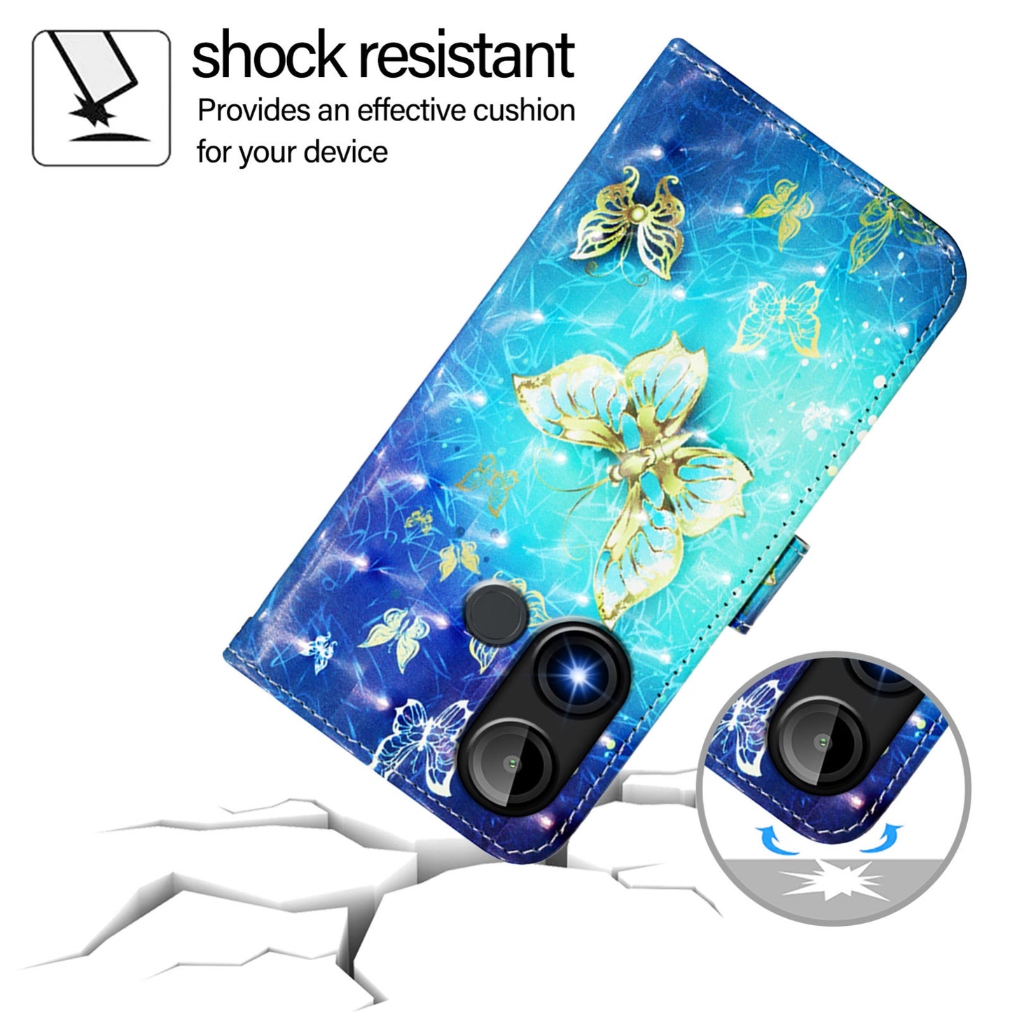 BLU C9 Leather Flip Phone Case with 3D Painted Design, Card Holder, Wallet & Stand Function - Durable Protection & Easy Access