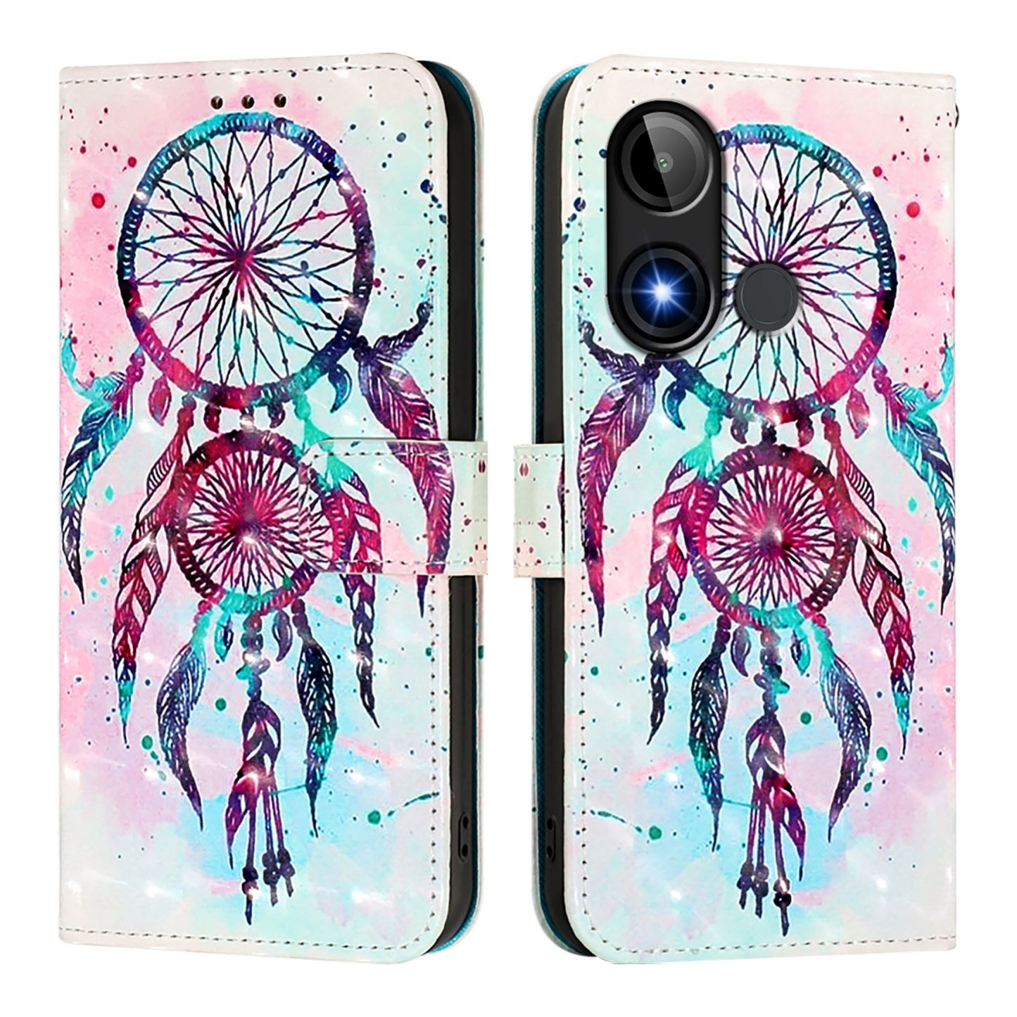 BLU C9 Leather Flip Phone Case with 3D Painted Design, Card Holder, Wallet & Stand Function - Durable Protection & Easy Access