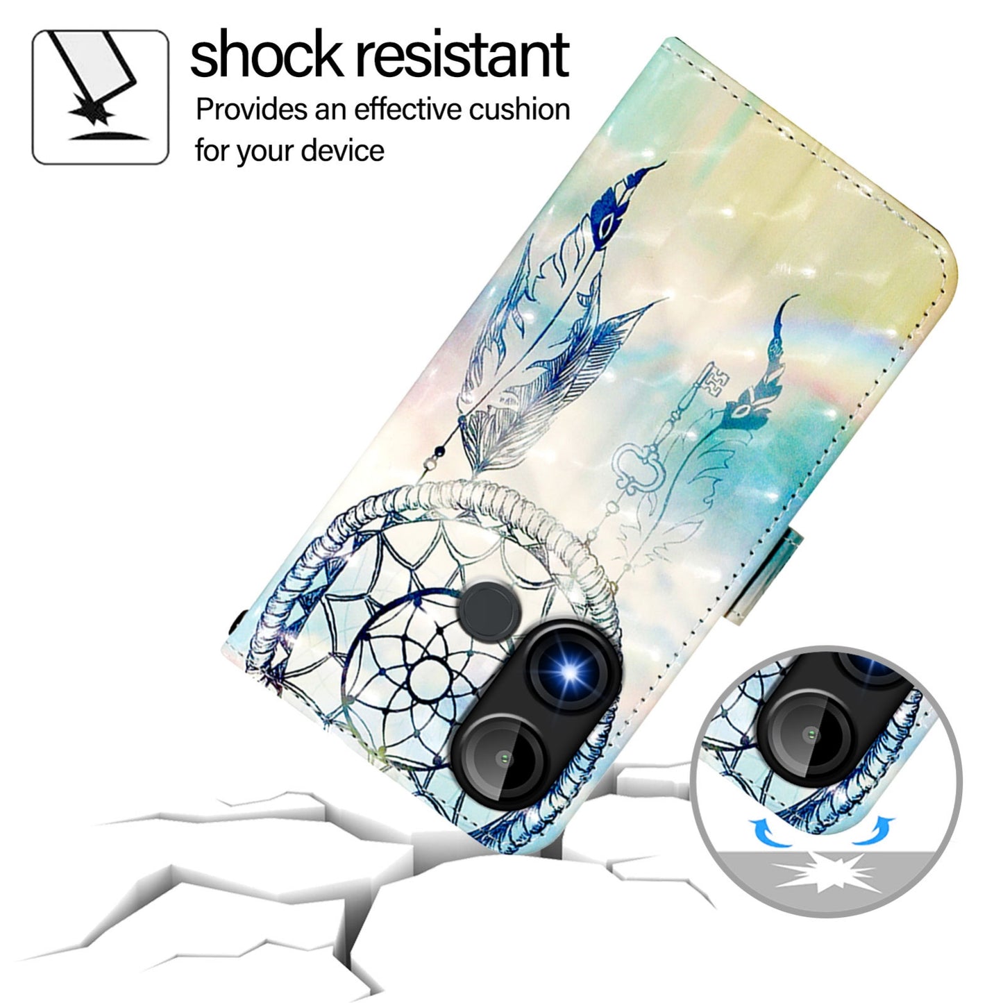 BLU C9 Leather Flip Phone Case with 3D Painted Design, Card Holder, Wallet & Stand Function - Durable Protection & Easy Access