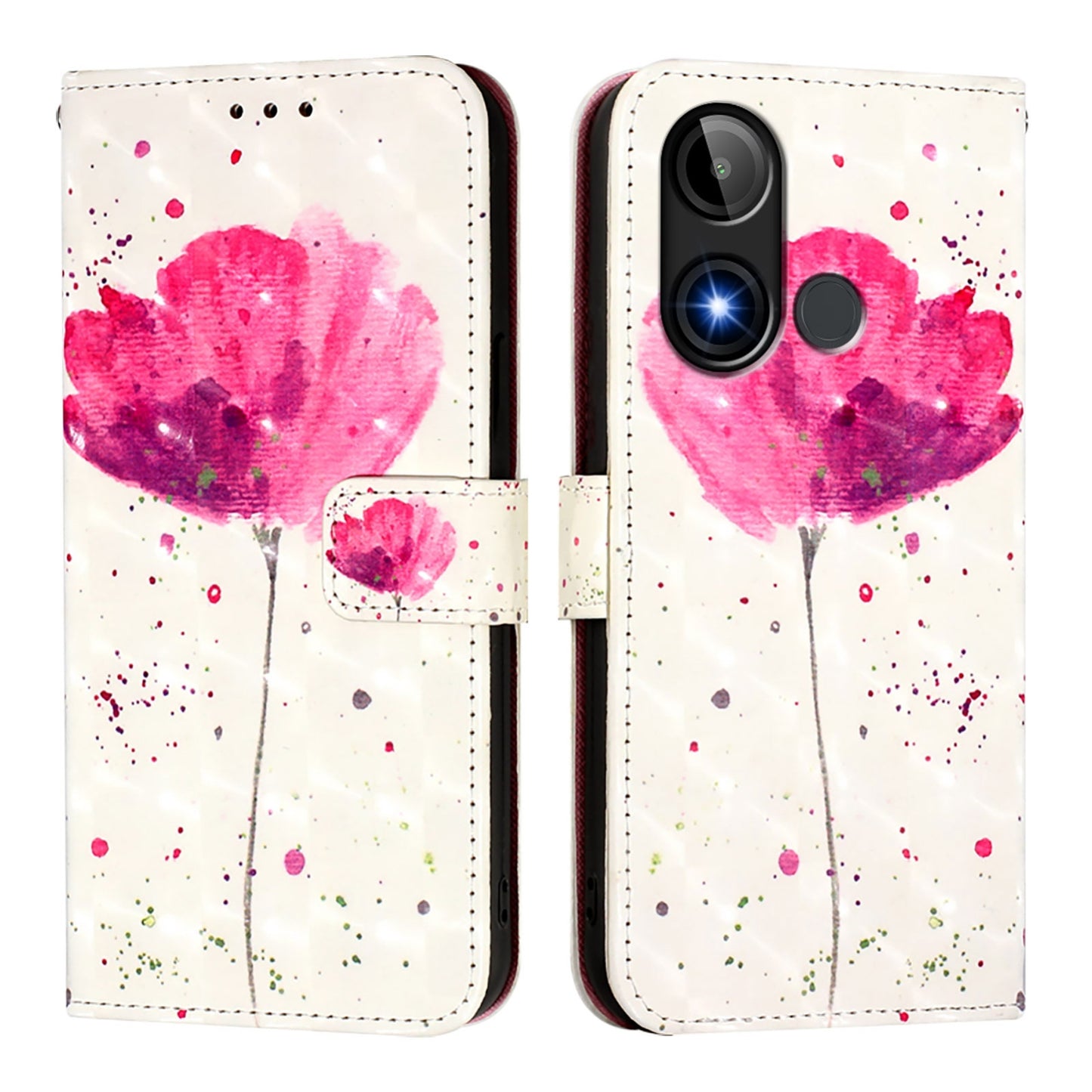 BLU C9 Leather Flip Phone Case with 3D Painted Design, Card Holder, Wallet & Stand Function - Durable Protection & Easy Access