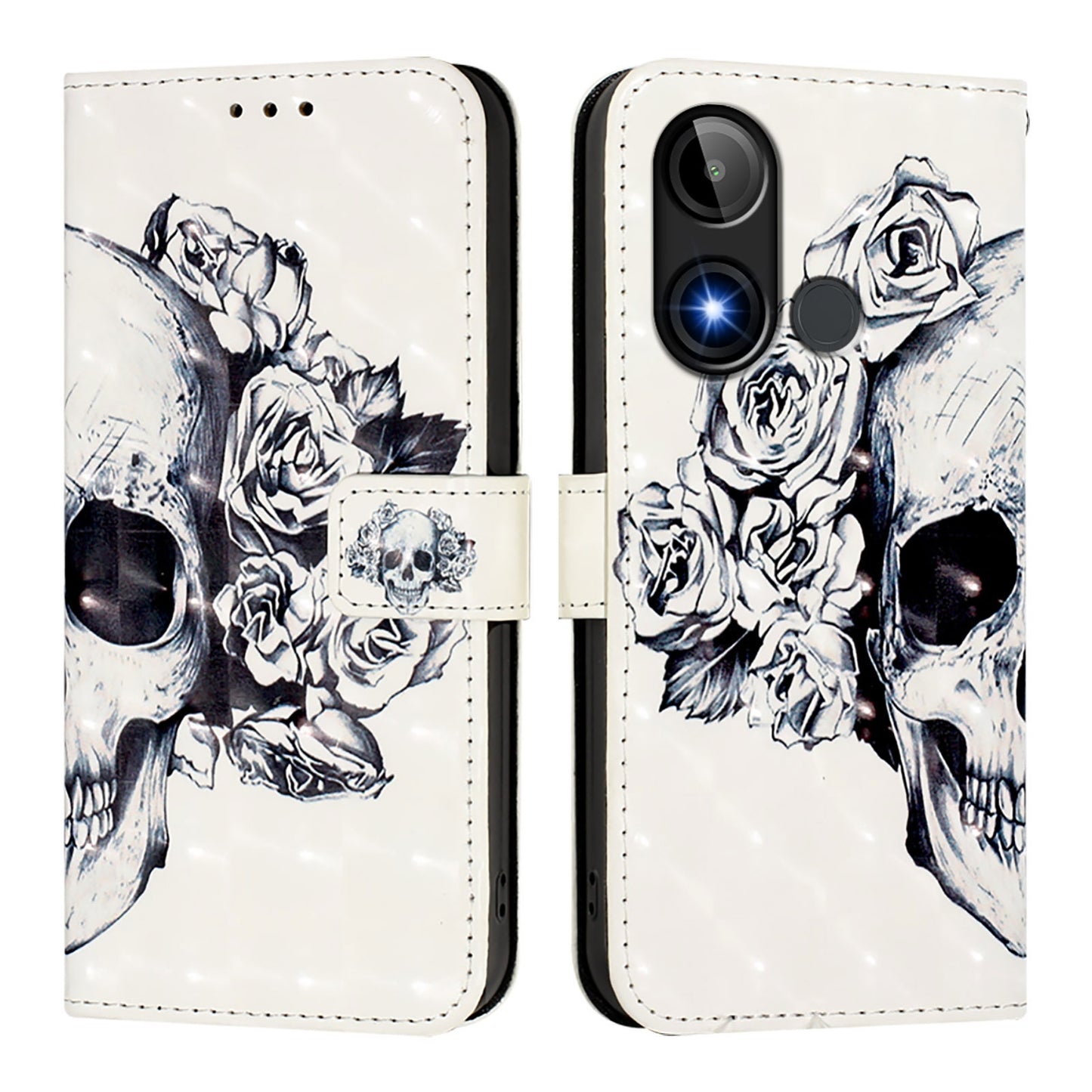 BLU C9 Leather Flip Phone Case with 3D Painted Design, Card Holder, Wallet & Stand Function - Durable Protection & Easy Access