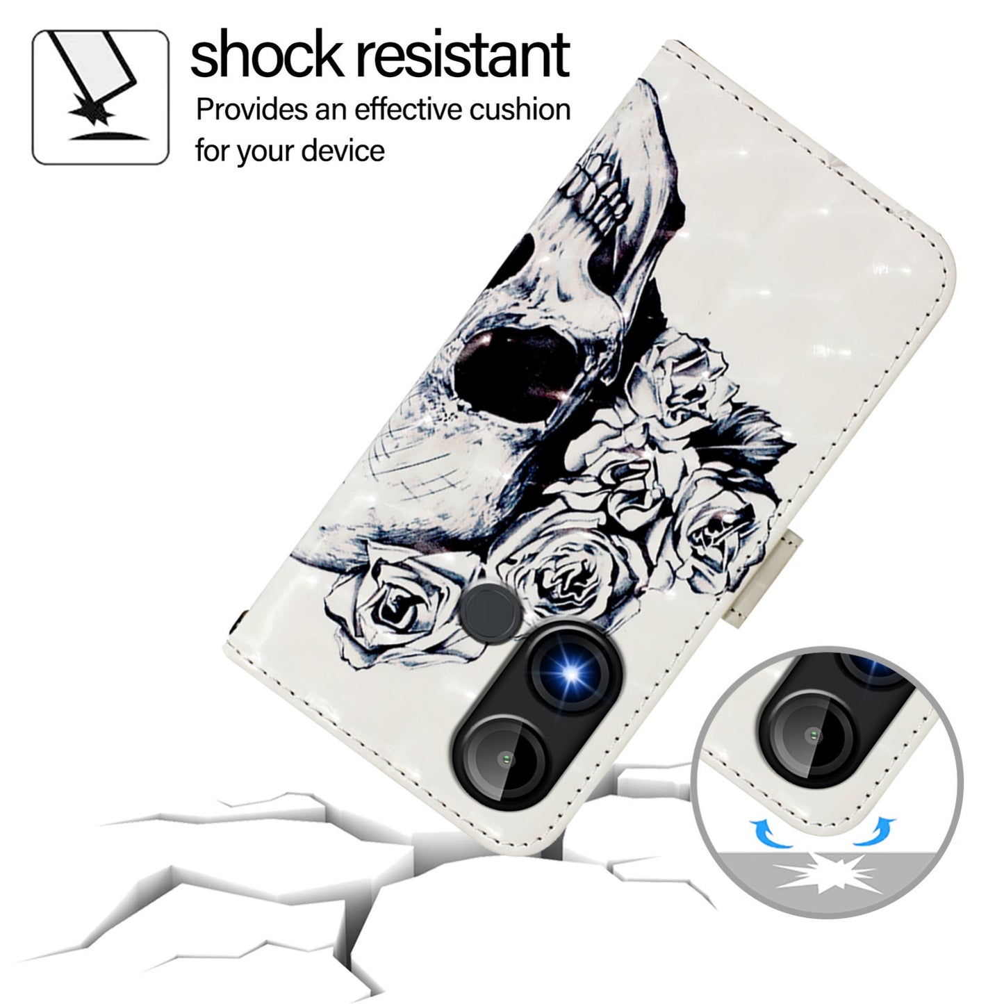 BLU C9 Leather Flip Phone Case with 3D Painted Design, Card Holder, Wallet & Stand Function - Durable Protection & Easy Access
