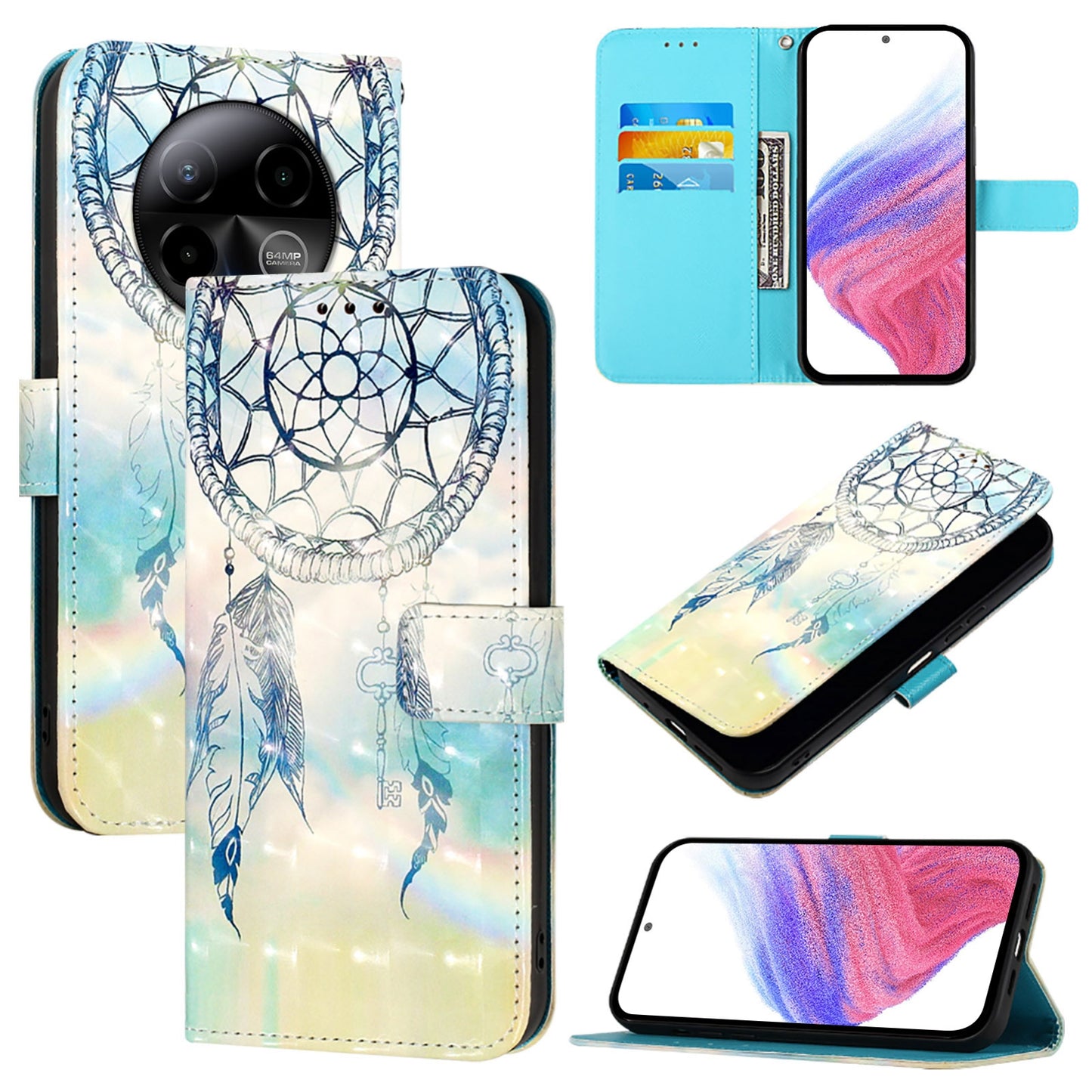 BLU Bold K50 Leather Flip Phone Case with 3D Painted Design, Card Holder, Wallet & Stand Function - Durable Protection & Easy Access
