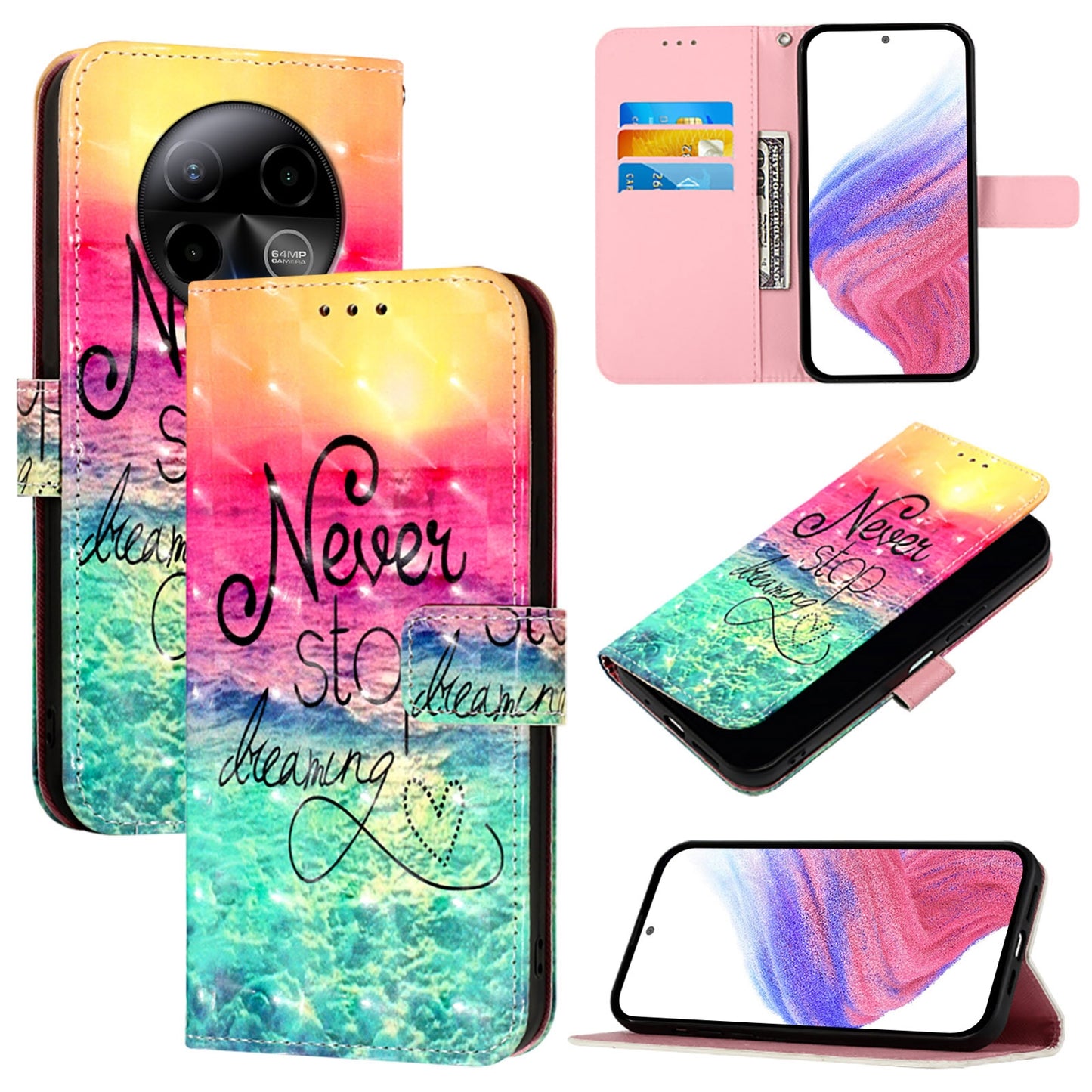 BLU Bold K50 Leather Flip Phone Case with 3D Painted Design, Card Holder, Wallet & Stand Function - Durable Protection & Easy Access