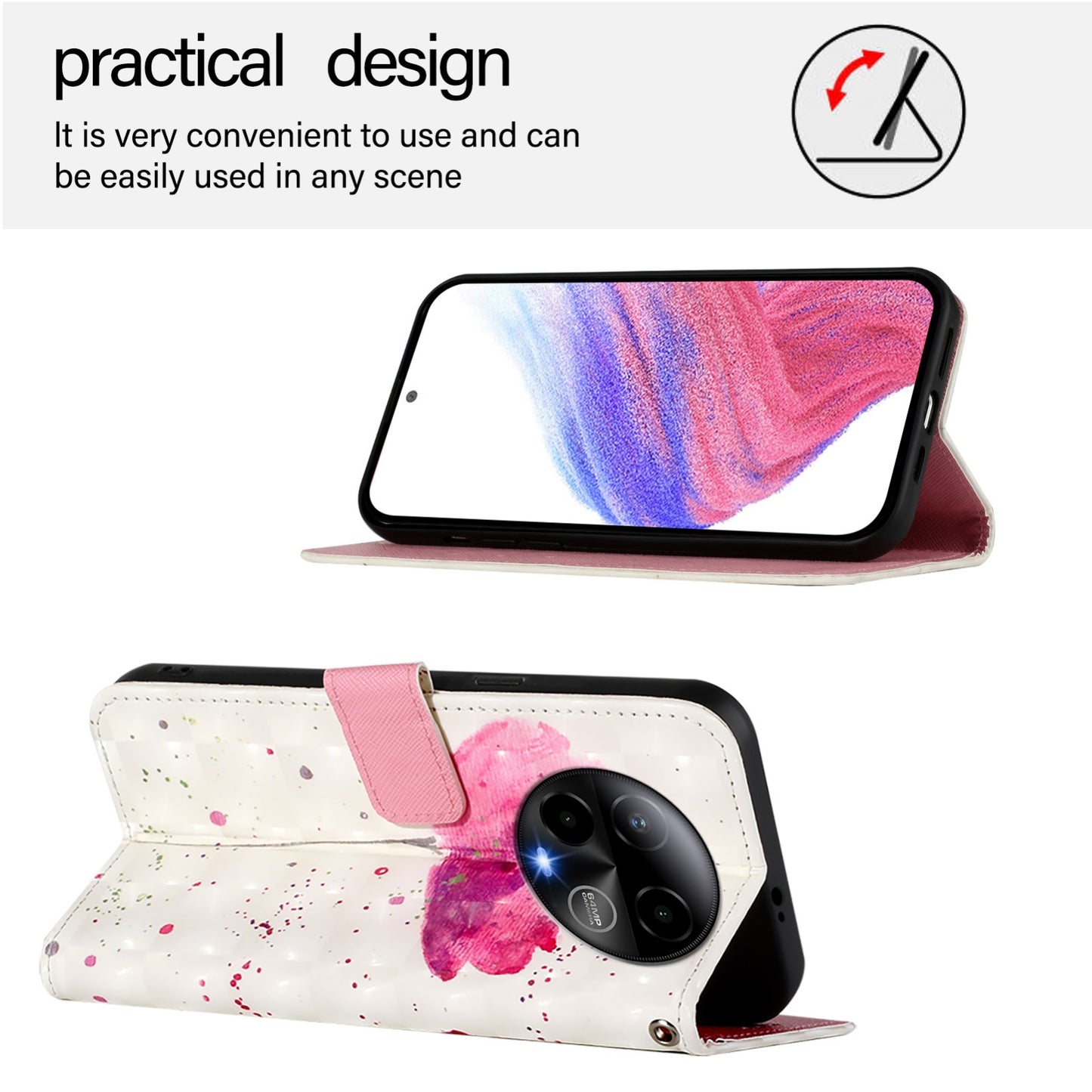 BLU Bold K50 Leather Flip Phone Case with 3D Painted Design, Card Holder, Wallet & Stand Function - Durable Protection & Easy Access
