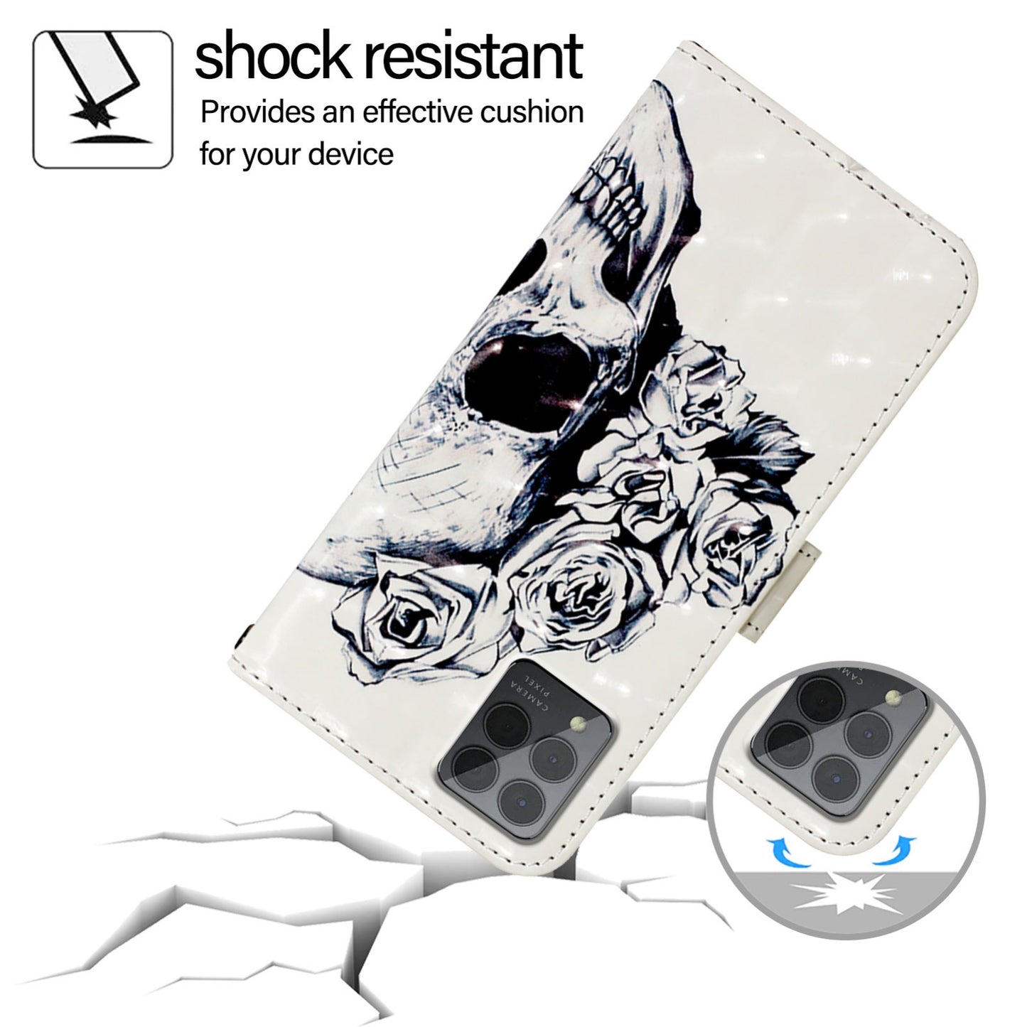 T-Mobile REVVL 6x Pro Leather Flip Phone Case with 3D Painted Design, Card Holder, Wallet & Stand Function - Durable Protection & Easy Access