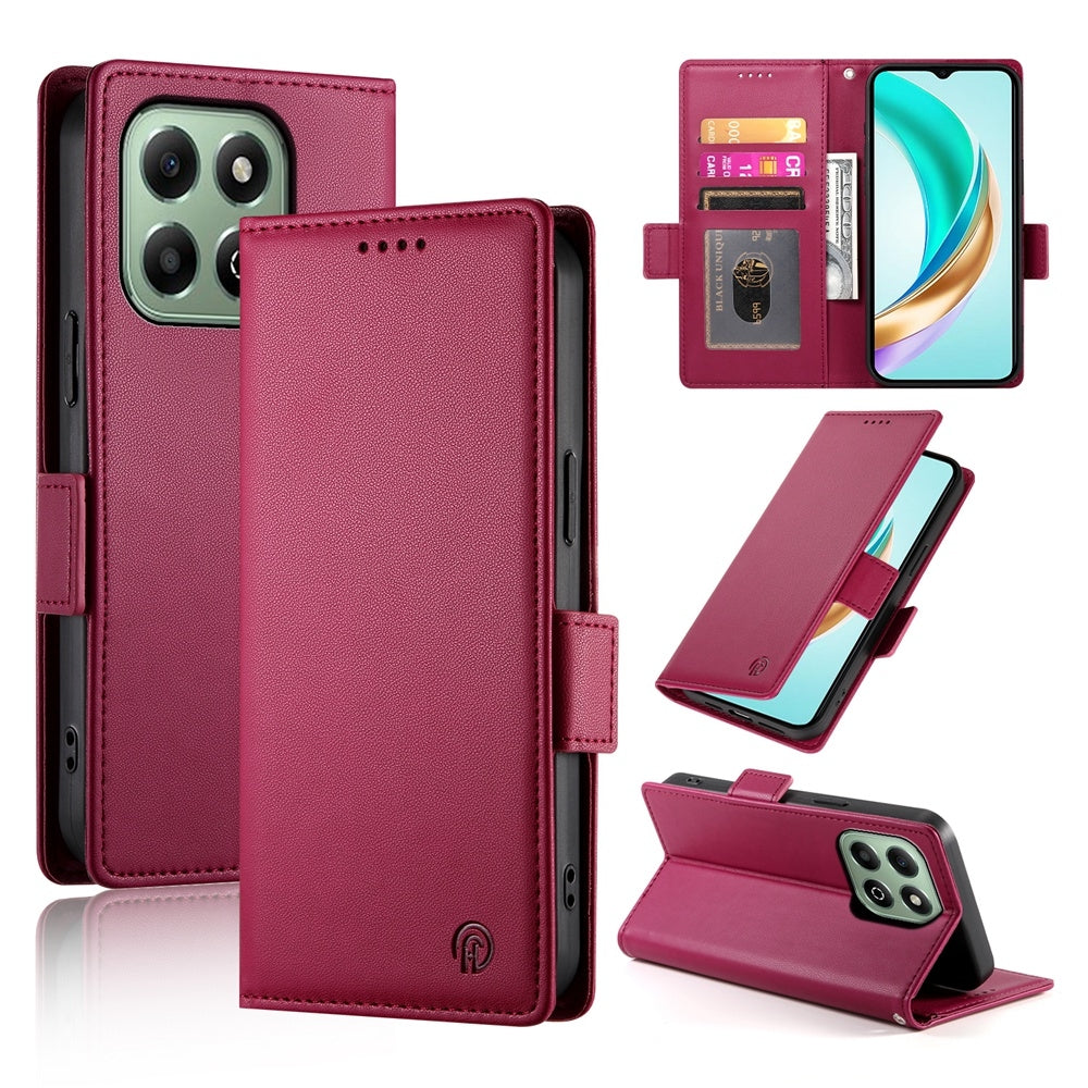 Honor X6b Magnetic Leather Wallet Case with Card Slots, Stand Function & Full Protection