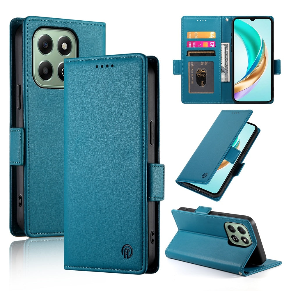Honor X6b Magnetic Leather Wallet Case with Card Slots, Stand Function & Full Protection