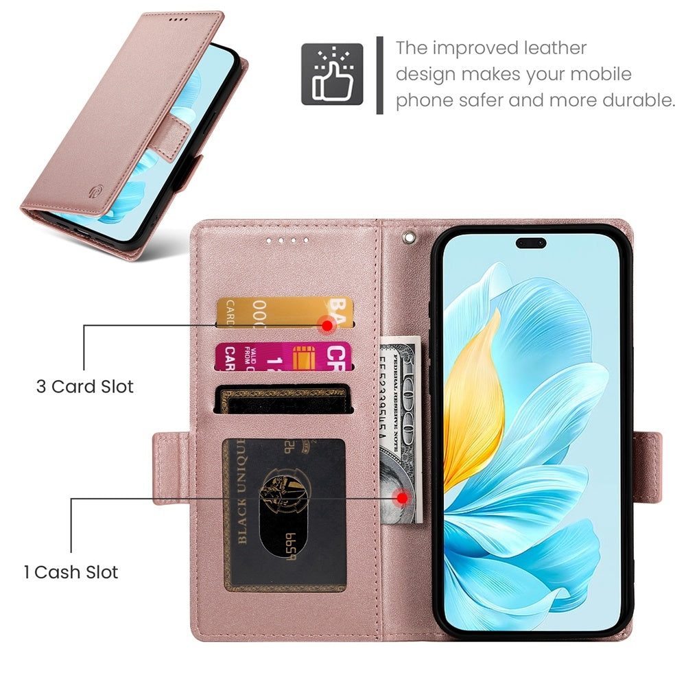 Honor 200 Lite Magnetic Leather Wallet Case with Card Slots, Stand Function & Full Protection