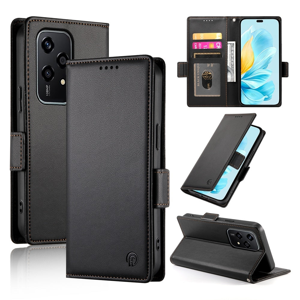 Honor 200 Lite Magnetic Leather Wallet Case with Card Slots, Stand Function & Full Protection