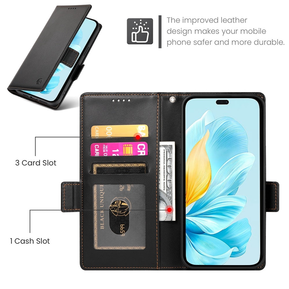 Honor 200 Lite Magnetic Leather Wallet Case with Card Slots, Stand Function & Full Protection