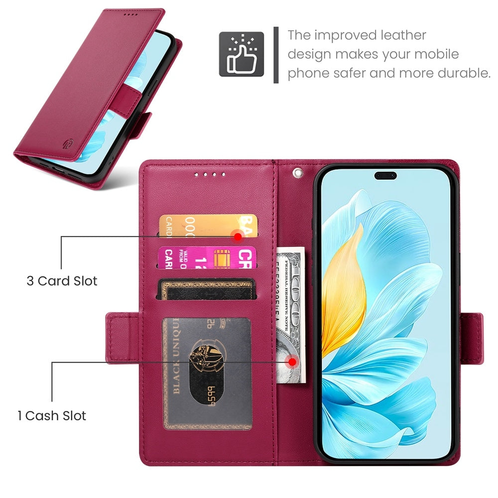 Honor 200 Lite Magnetic Leather Wallet Case with Card Slots, Stand Function & Full Protection
