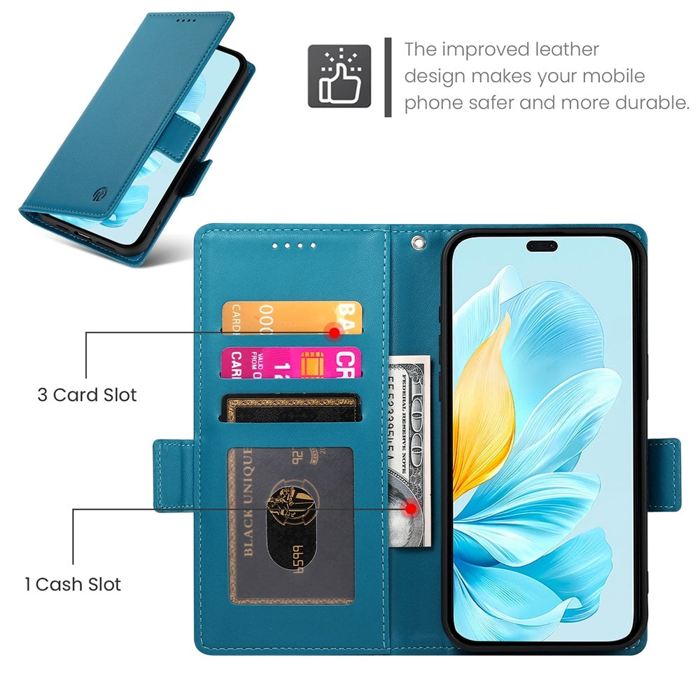 Honor 200 Lite Magnetic Leather Wallet Case with Card Slots, Stand Function & Full Protection
