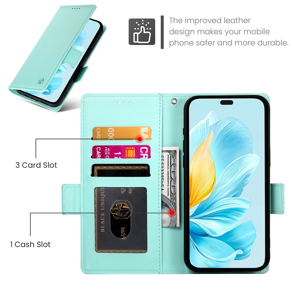 Honor 200 Lite Magnetic Leather Wallet Case with Card Slots, Stand Function & Full Protection