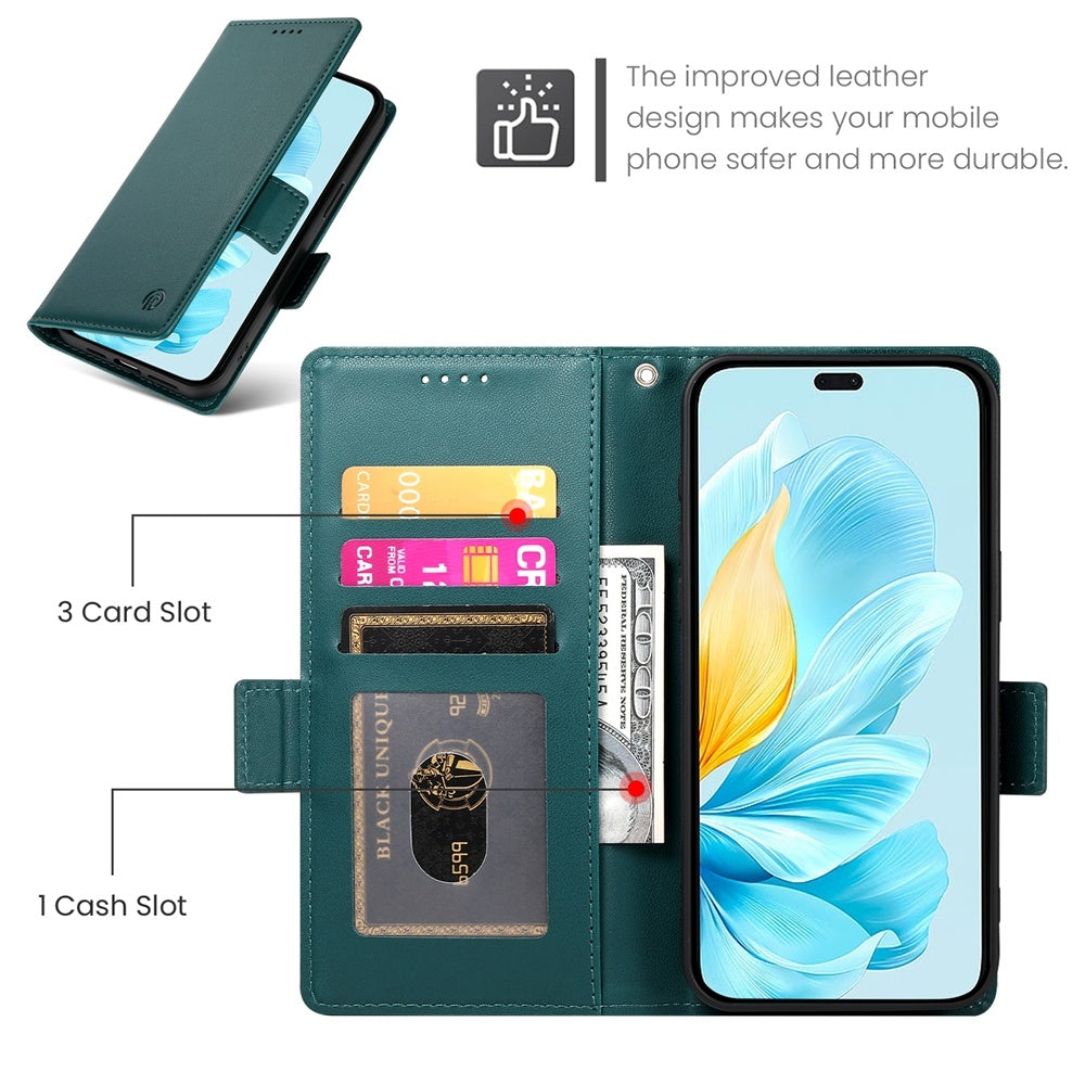Honor 200 Lite Magnetic Leather Wallet Case with Card Slots, Stand Function & Full Protection