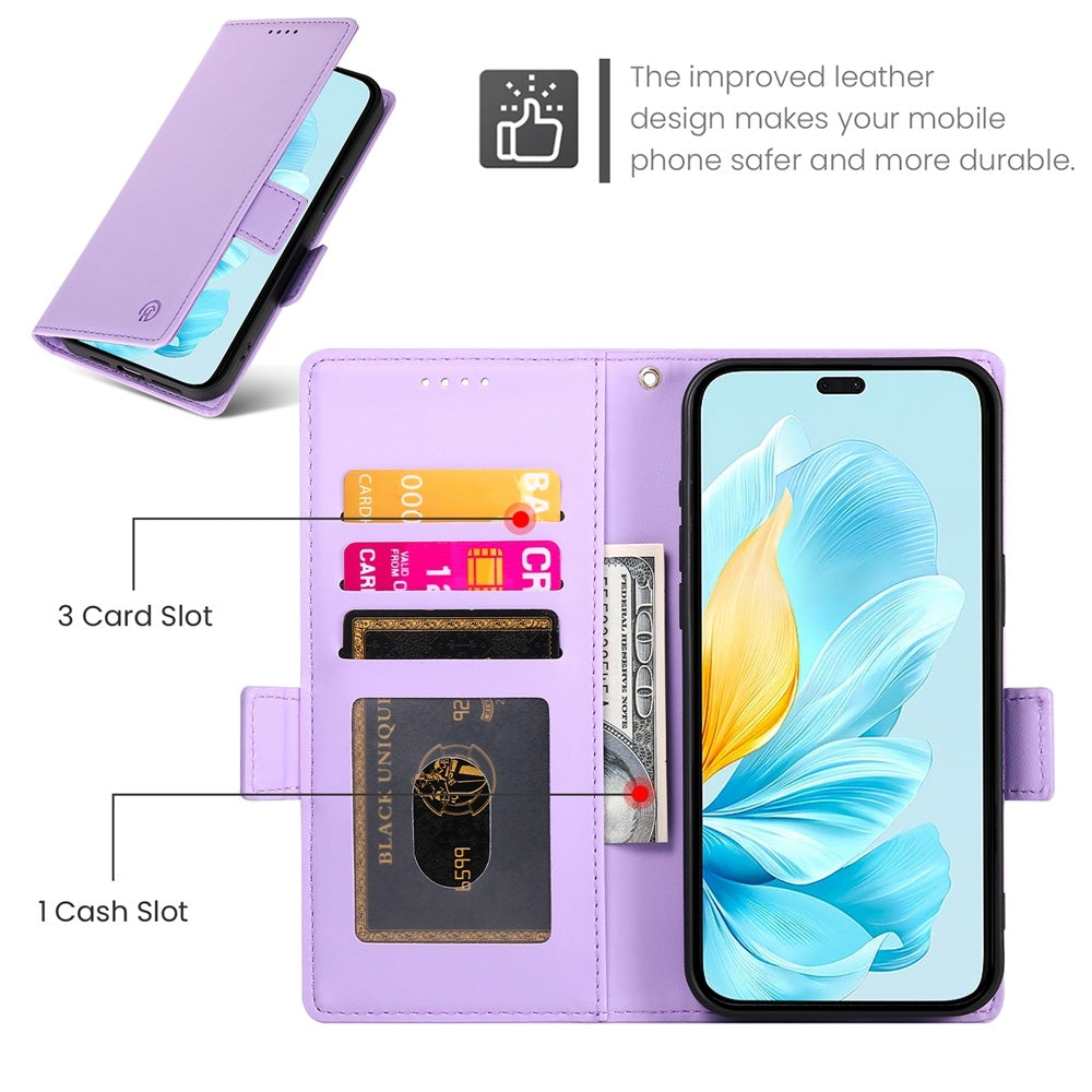 Honor 200 Lite Magnetic Leather Wallet Case with Card Slots, Stand Function & Full Protection