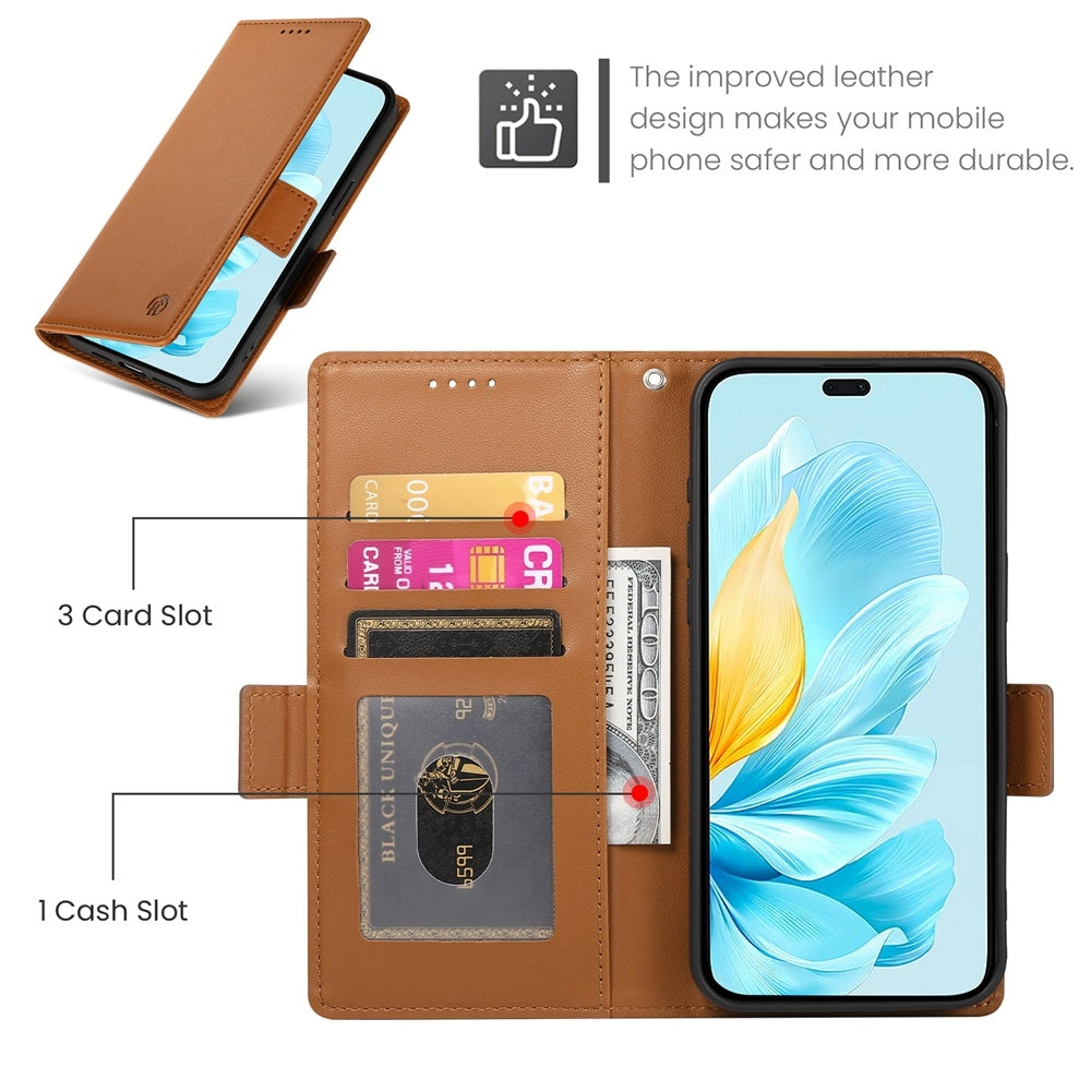 Honor 200 Lite Magnetic Leather Wallet Case with Card Slots, Stand Function & Full Protection