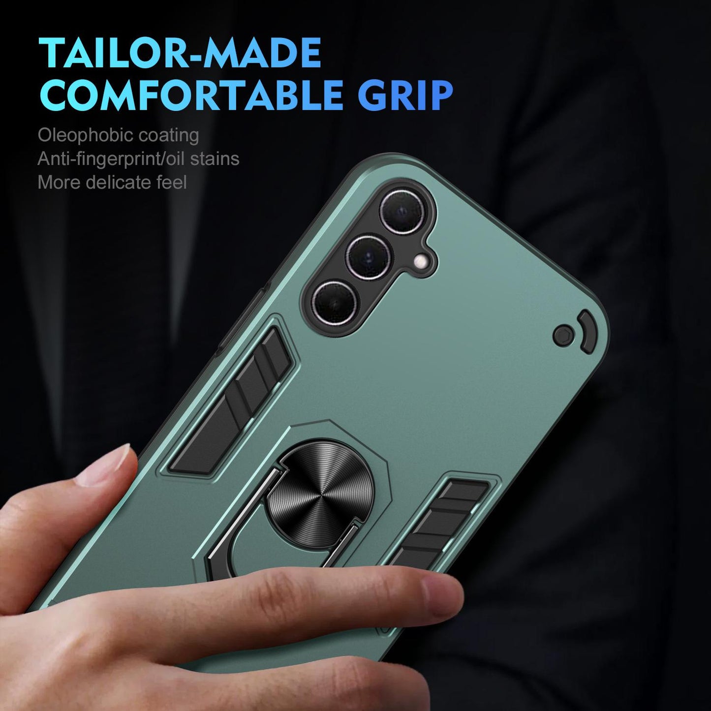 Shockproof Samsung Galaxy A56 5G Phone Case with 360° Rotatable Metal Ring Holder, Magnetic Car Mount Stand, Ultra-Thin PC & Silicone Protection Cover