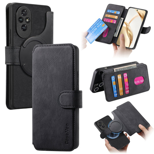 Honor 200 Retro Leather Phone Case with Enhanced MagSafe Wireless Charging, RFID Anti-theft Protection, Kickstand & Magnetic Lock Wallet Cover