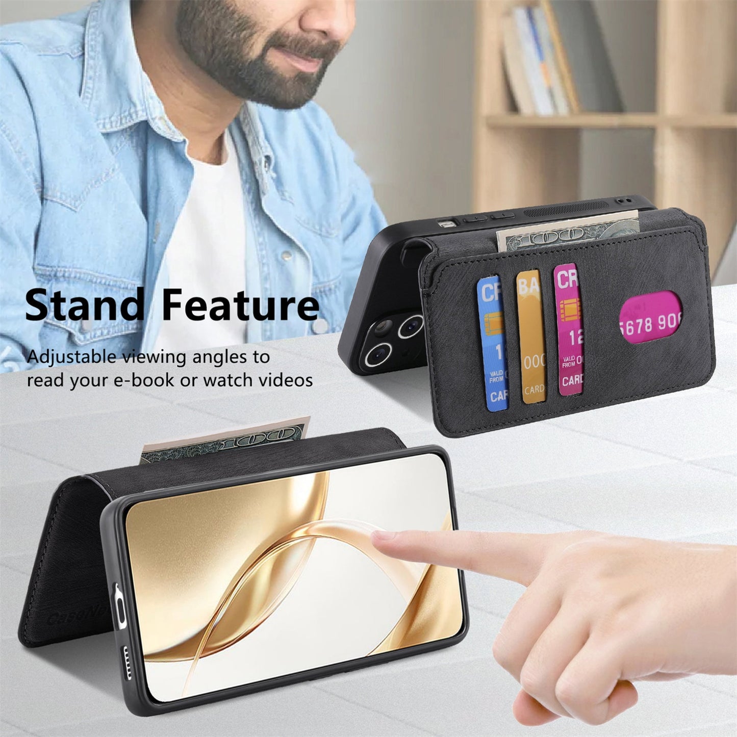 Honor 200 Retro Leather Phone Case with Enhanced MagSafe Wireless Charging, RFID Anti-theft Protection, Kickstand & Magnetic Lock Wallet Cover