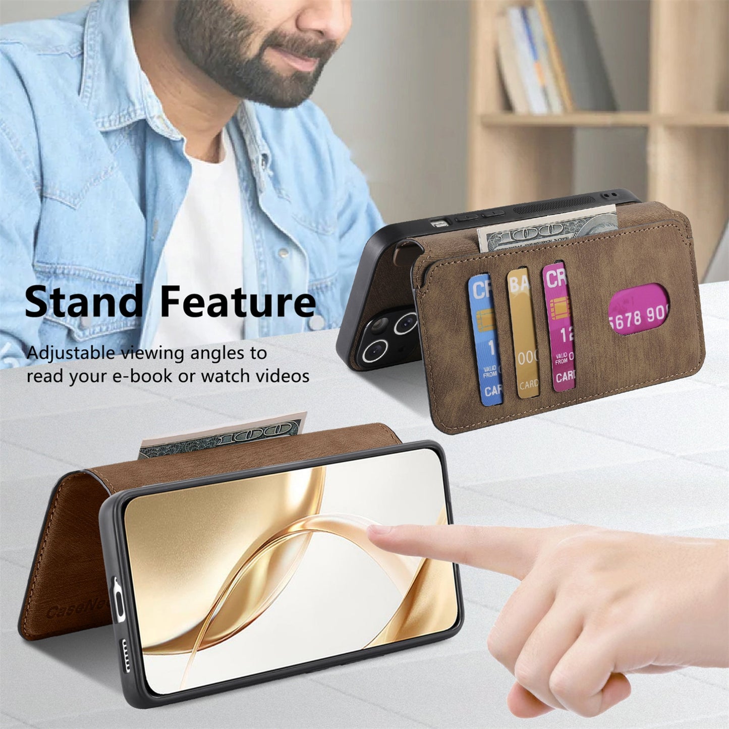 Honor 200 Retro Leather Phone Case with Enhanced MagSafe Wireless Charging, RFID Anti-theft Protection, Kickstand & Magnetic Lock Wallet Cover