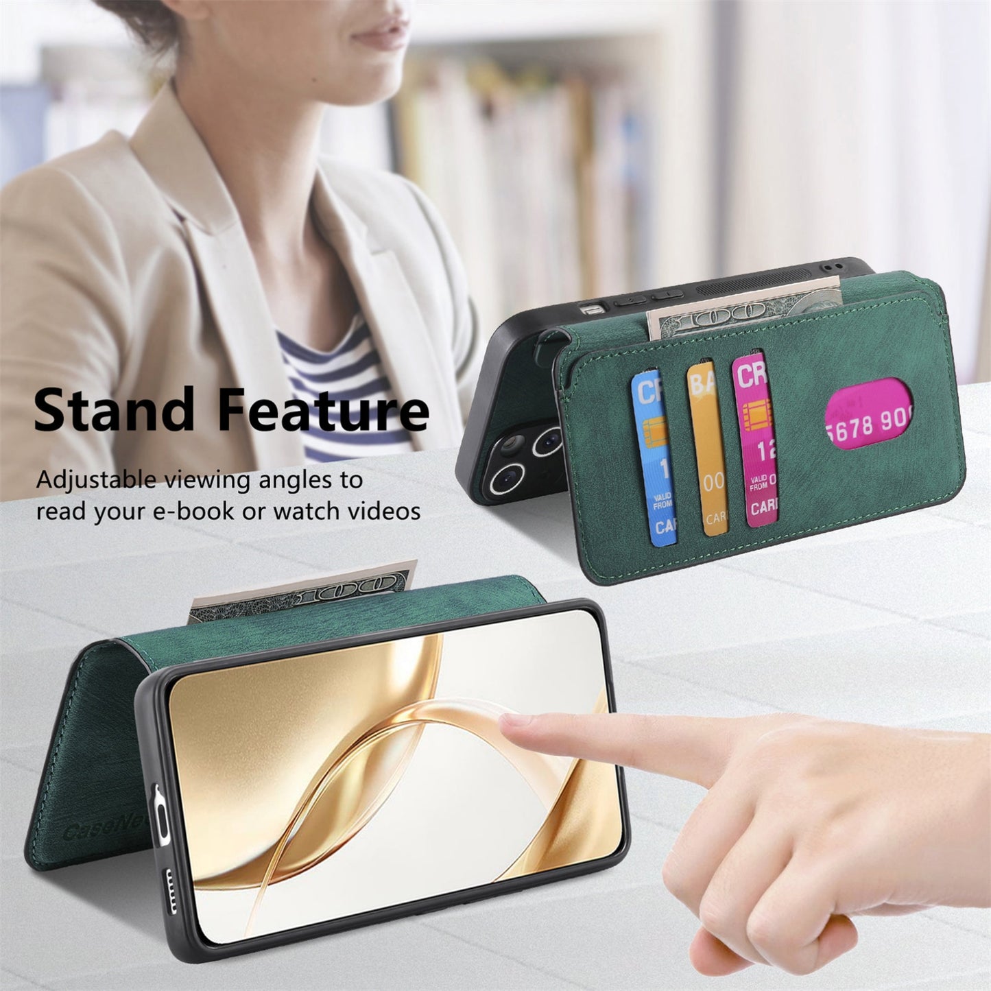 Honor 200 Retro Leather Phone Case with Enhanced MagSafe Wireless Charging, RFID Anti-theft Protection, Kickstand & Magnetic Lock Wallet Cover