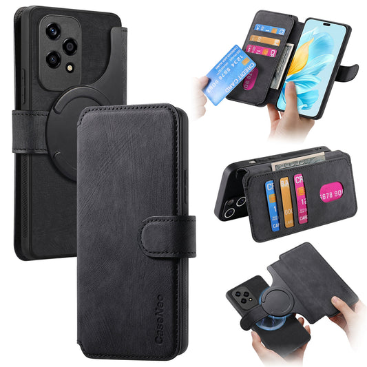 Honor 200 Lite Retro Leather Phone Case with Enhanced MagSafe Wireless Charging, RFID Anti-theft Protection, Kickstand & Magnetic Lock Wallet Cover