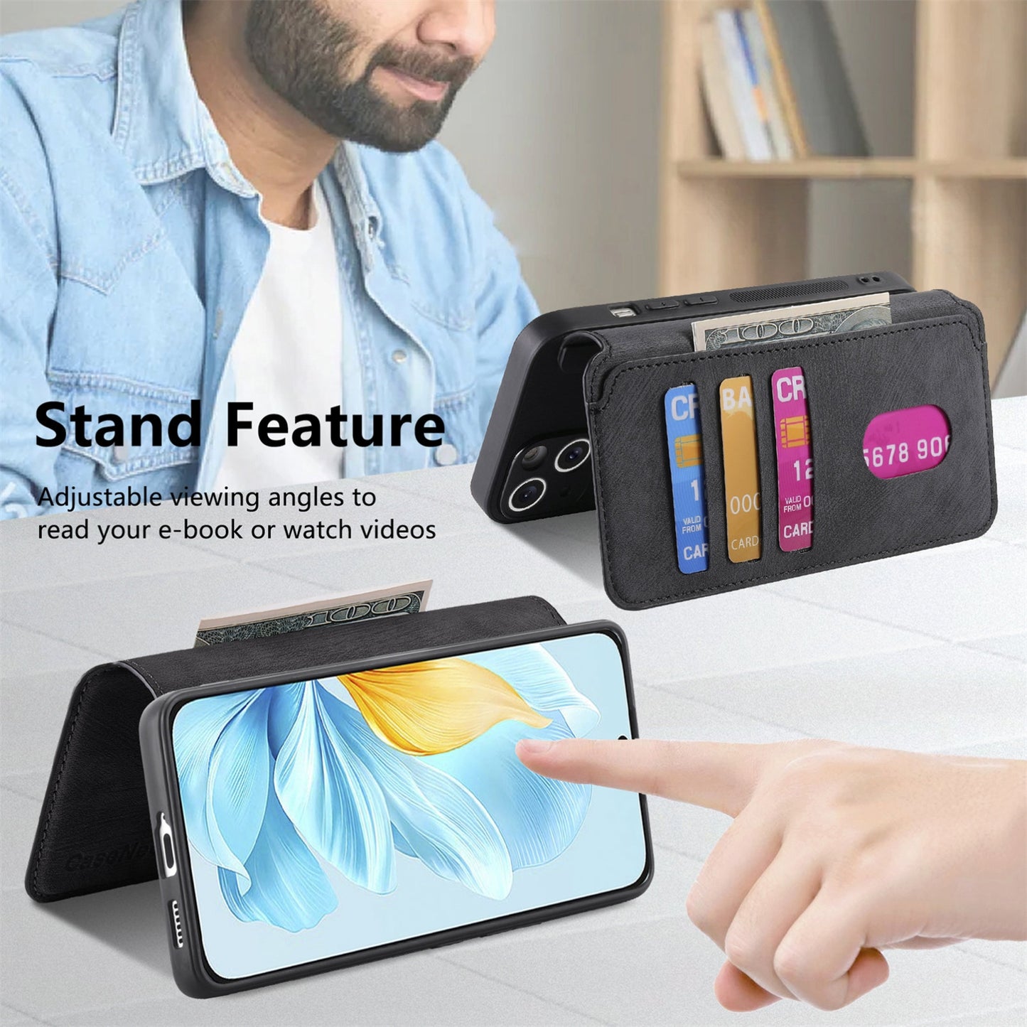 Honor 200 Lite Retro Leather Phone Case with Enhanced MagSafe Wireless Charging, RFID Anti-theft Protection, Kickstand & Magnetic Lock Wallet Cover
