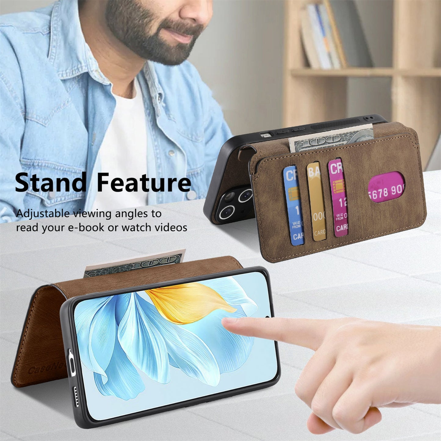 Honor 200 Lite Retro Leather Phone Case with Enhanced MagSafe Wireless Charging, RFID Anti-theft Protection, Kickstand & Magnetic Lock Wallet Cover