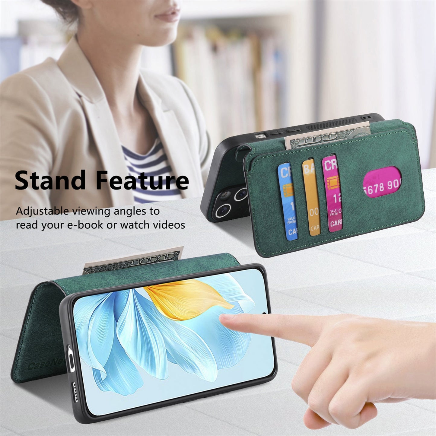 Honor 200 Lite Retro Leather Phone Case with Enhanced MagSafe Wireless Charging, RFID Anti-theft Protection, Kickstand & Magnetic Lock Wallet Cover