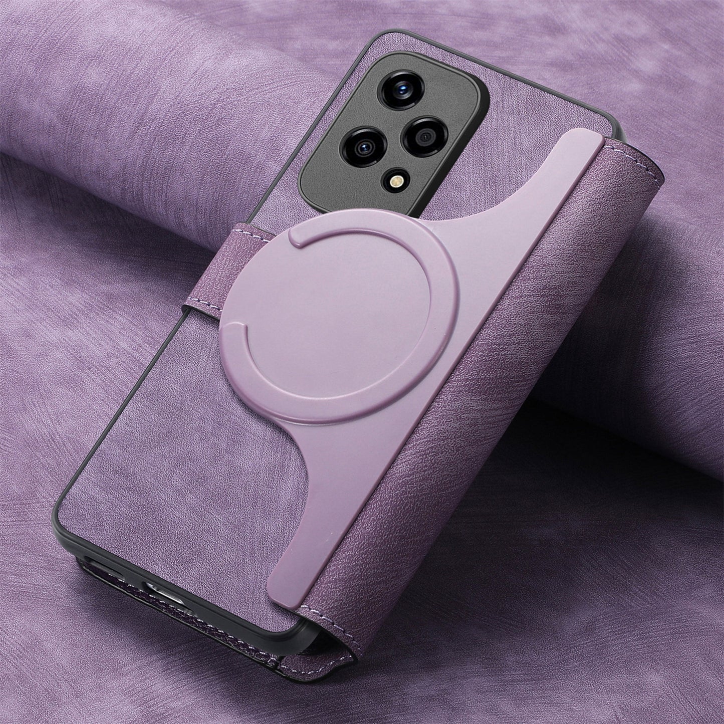 Honor 200 Lite Retro Leather Phone Case with Enhanced MagSafe Wireless Charging, RFID Anti-theft Protection, Kickstand & Magnetic Lock Wallet Cover