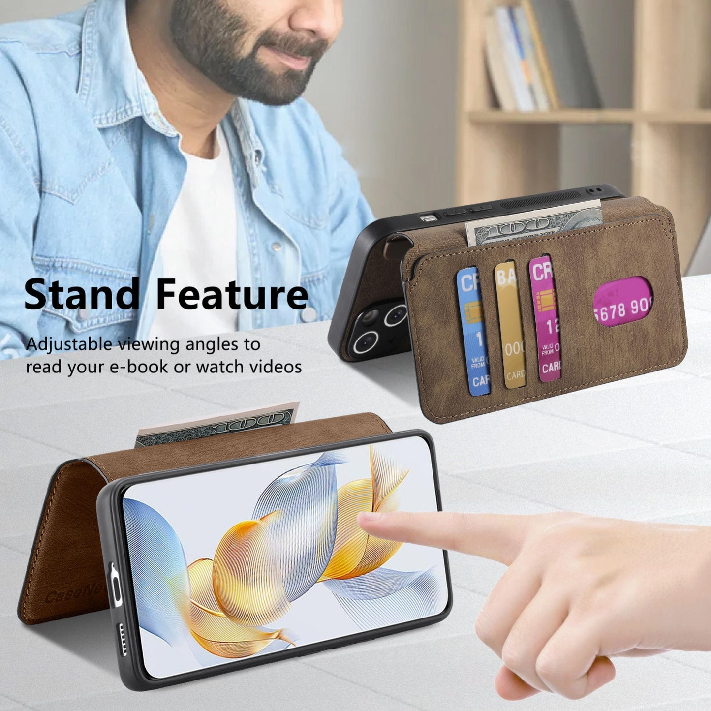 Honor 90 Retro Leather Phone Case with Enhanced MagSafe Wireless Charging, RFID Anti-theft Protection, Kickstand & Magnetic Lock Wallet Cover