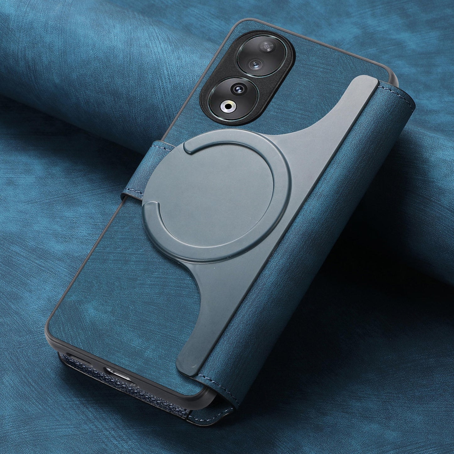 Honor 90 Retro Leather Phone Case with Enhanced MagSafe Wireless Charging, RFID Anti-theft Protection, Kickstand & Magnetic Lock Wallet Cover