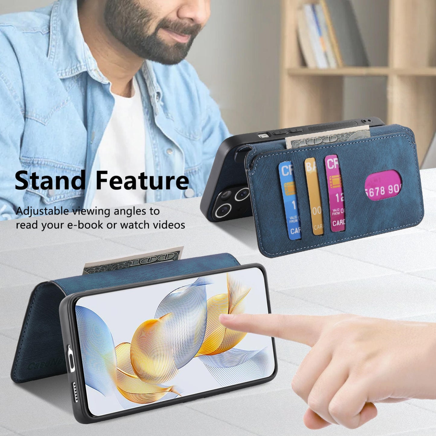 Honor 90 Retro Leather Phone Case with Enhanced MagSafe Wireless Charging, RFID Anti-theft Protection, Kickstand & Magnetic Lock Wallet Cover