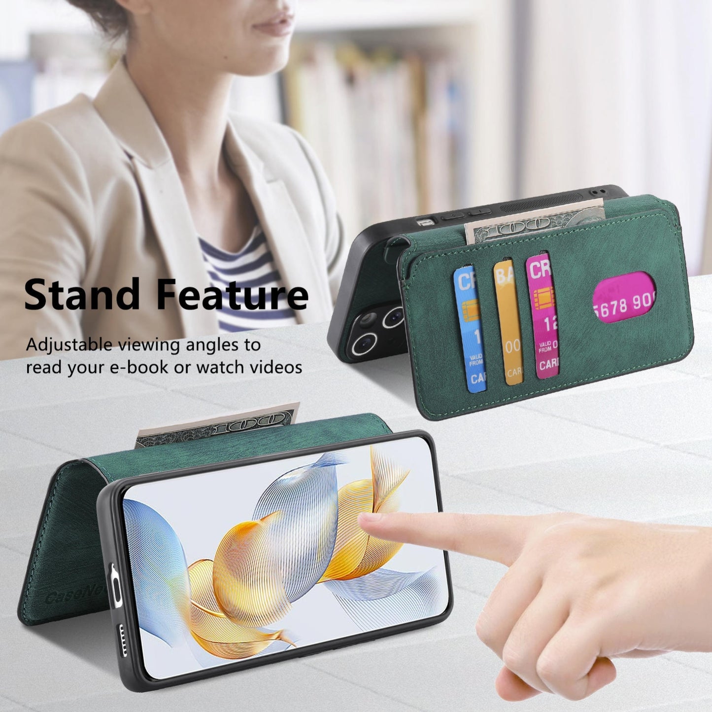 Honor 90 Retro Leather Phone Case with Enhanced MagSafe Wireless Charging, RFID Anti-theft Protection, Kickstand & Magnetic Lock Wallet Cover