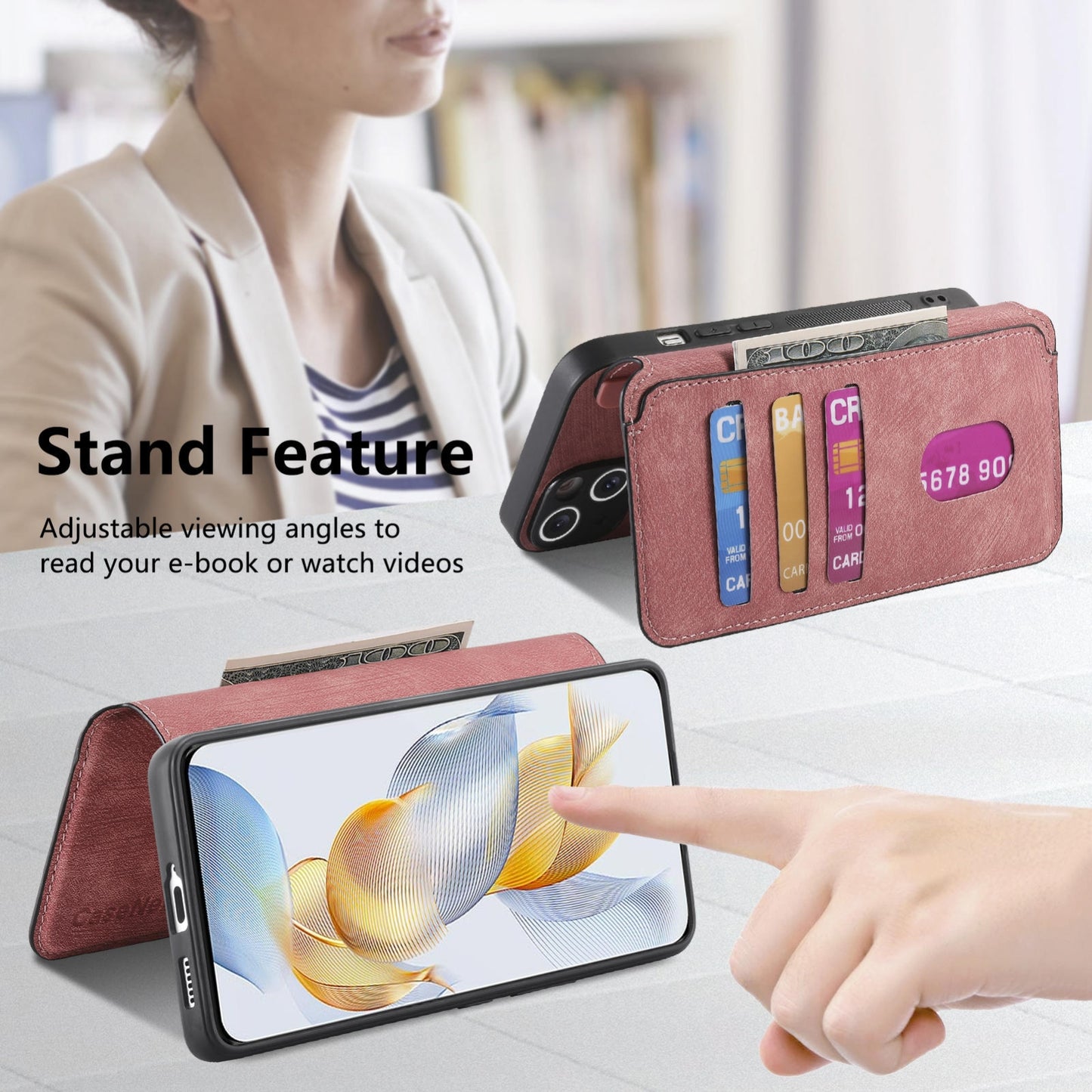 Honor 90 Retro Leather Phone Case with Enhanced MagSafe Wireless Charging, RFID Anti-theft Protection, Kickstand & Magnetic Lock Wallet Cover