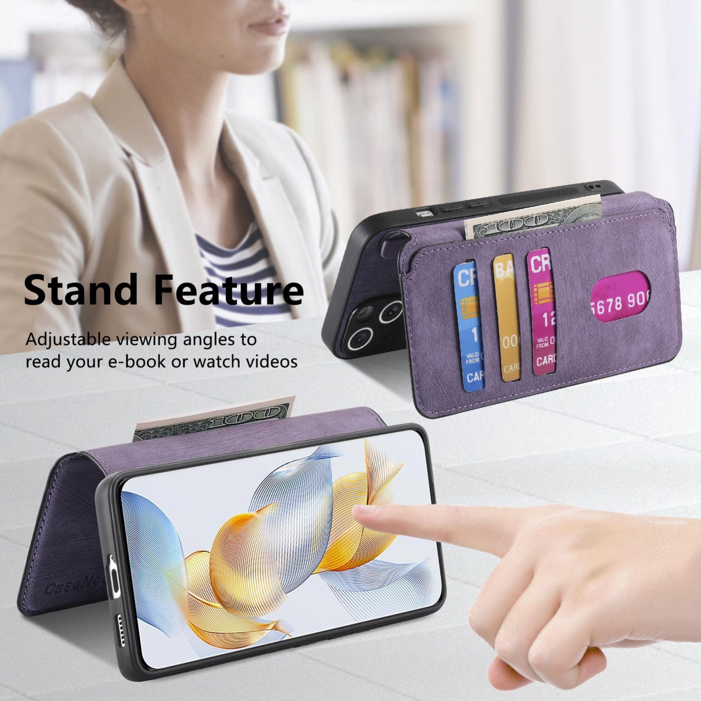 Honor 90 Retro Leather Phone Case with Enhanced MagSafe Wireless Charging, RFID Anti-theft Protection, Kickstand & Magnetic Lock Wallet Cover
