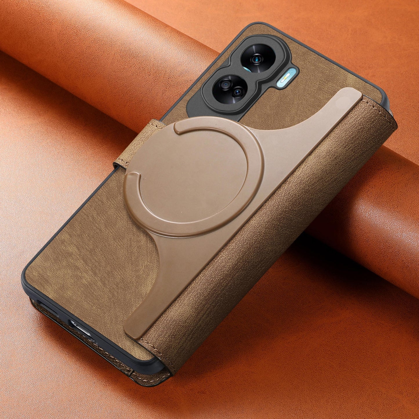 Honor 90 Lite Retro Leather Phone Case with Enhanced MagSafe Wireless Charging, RFID Anti-theft Protection, Kickstand & Magnetic Lock Wallet Cover
