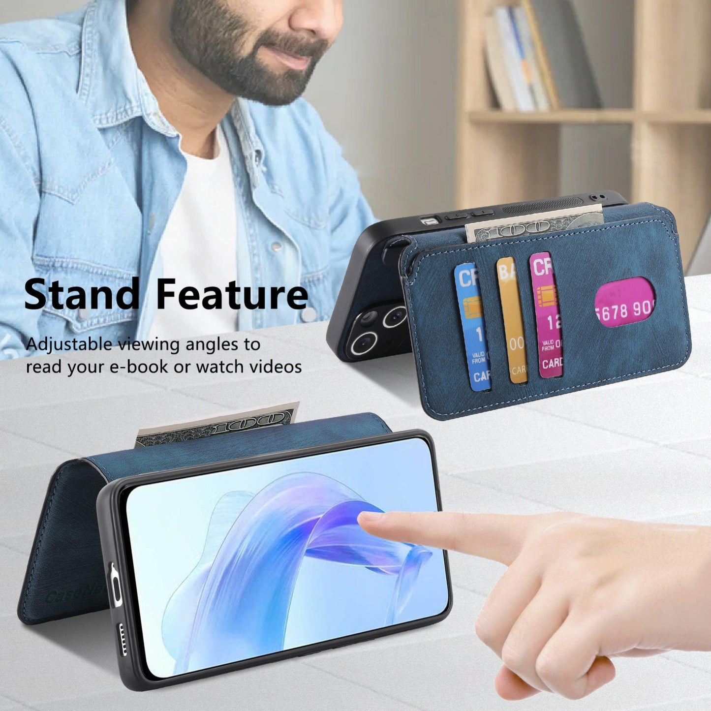 Honor 90 Lite Retro Leather Phone Case with Enhanced MagSafe Wireless Charging, RFID Anti-theft Protection, Kickstand & Magnetic Lock Wallet Cover