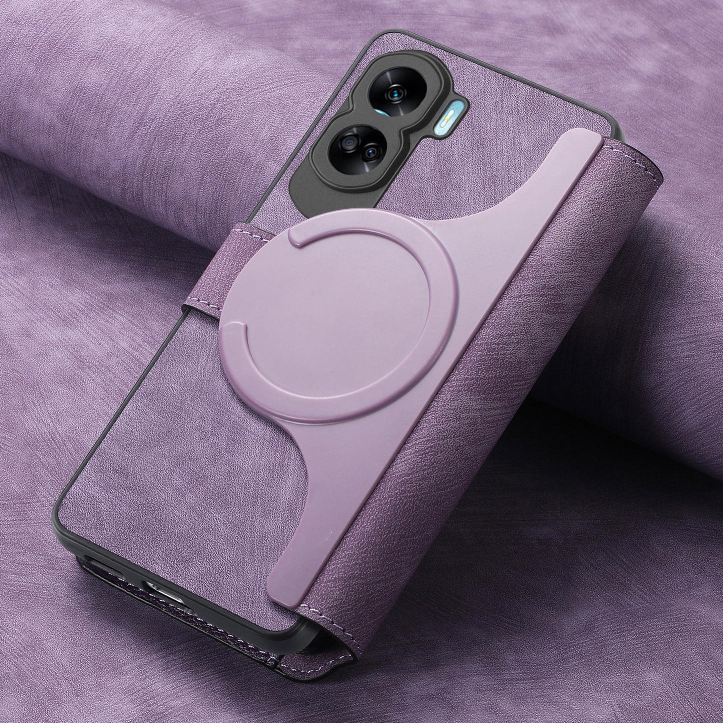 Honor 90 Lite Retro Leather Phone Case with Enhanced MagSafe Wireless Charging, RFID Anti-theft Protection, Kickstand & Magnetic Lock Wallet Cover