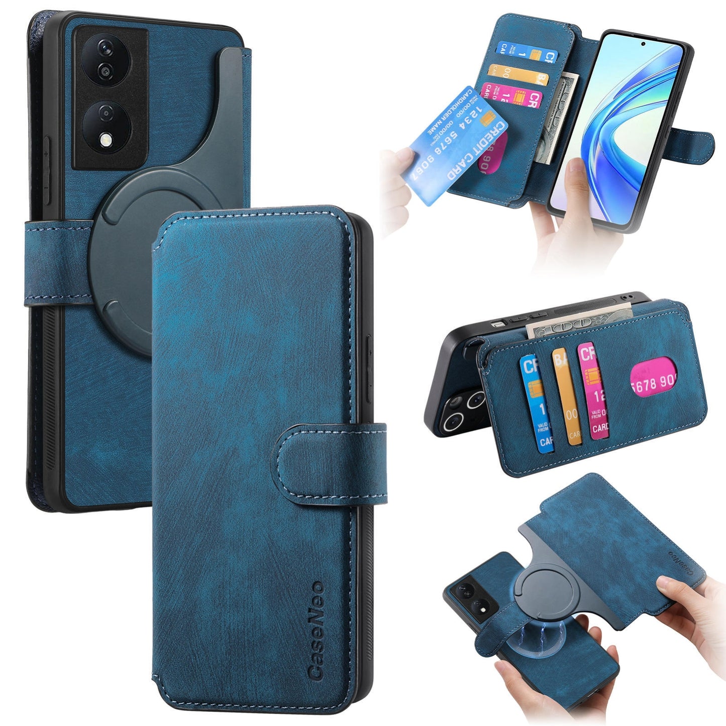 Honor X7b Retro Leather Phone Case with Enhanced MagSafe Wireless Charging, RFID Anti-theft Protection, Kickstand & Magnetic Lock Wallet Cover