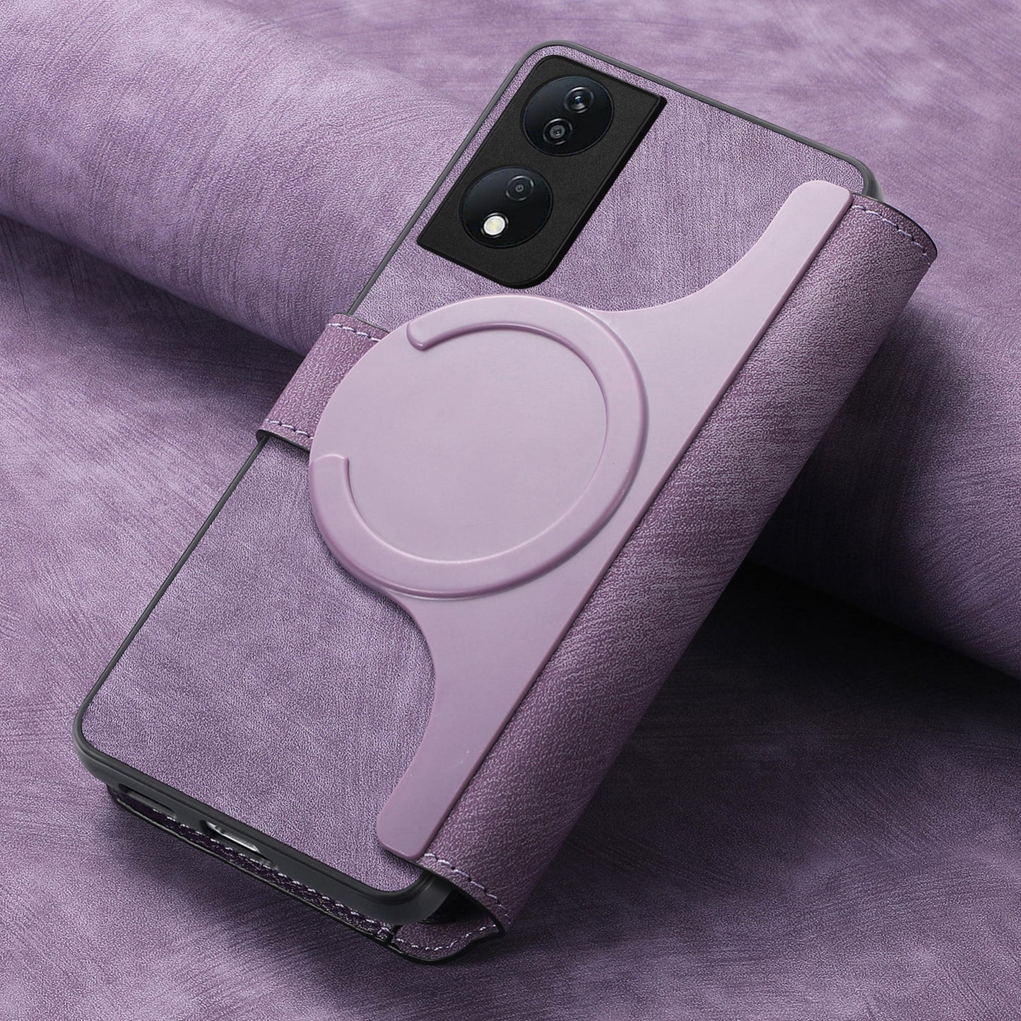 Honor X7b Retro Leather Phone Case with Enhanced MagSafe Wireless Charging, RFID Anti-theft Protection, Kickstand & Magnetic Lock Wallet Cover