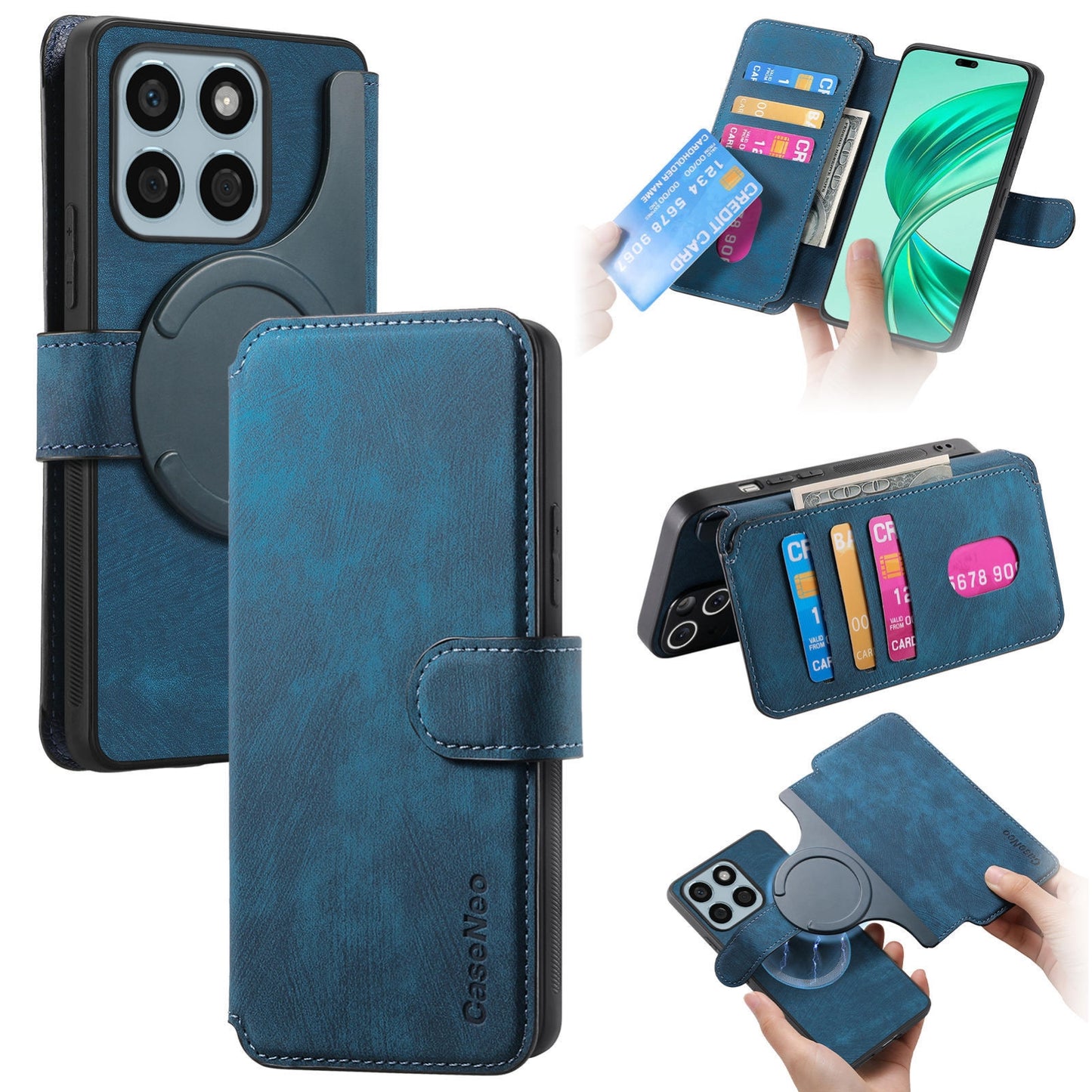 Honor X8b Retro Leather Phone Case with Enhanced MagSafe Wireless Charging, RFID Anti-theft Protection, Kickstand & Magnetic Lock Wallet Cover