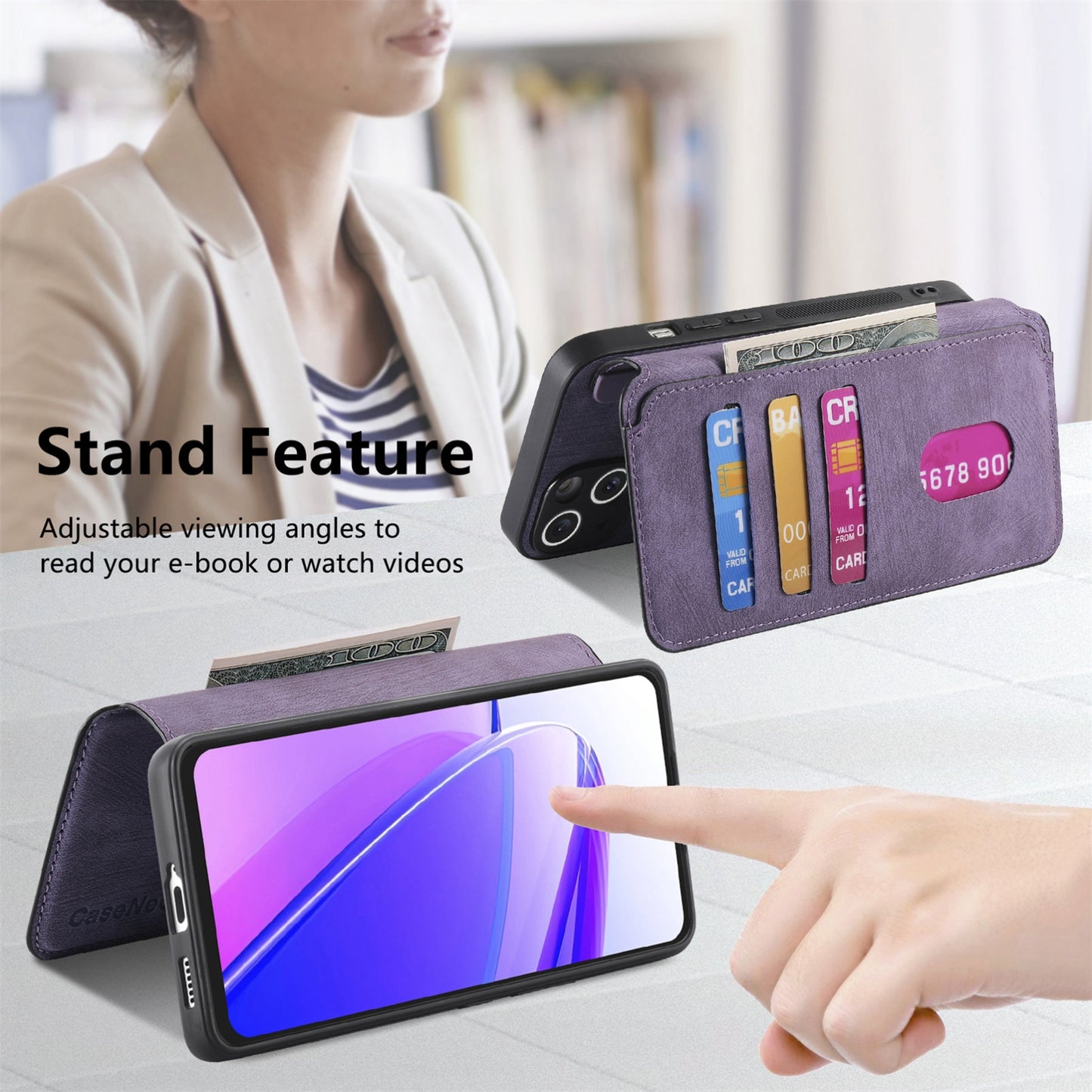 Realme C55 Retro Leather Phone Case with Enhanced MagSafe Wireless Charging, RFID Anti-theft Protection, Kickstand & Magnetic Lock Wallet Cover