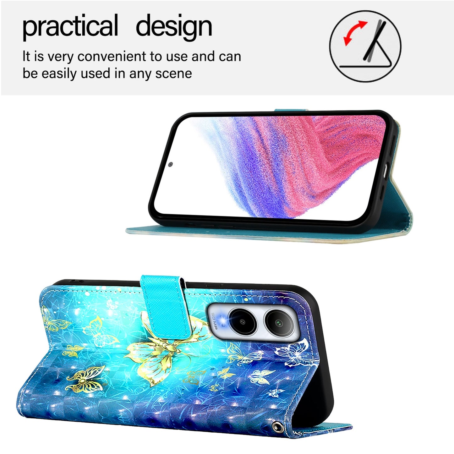 Cricket Icon 6 Leather Flip Phone Case with 3D Painted Design, Card Holder, Wallet & Stand Function - Durable Protection & Easy Access