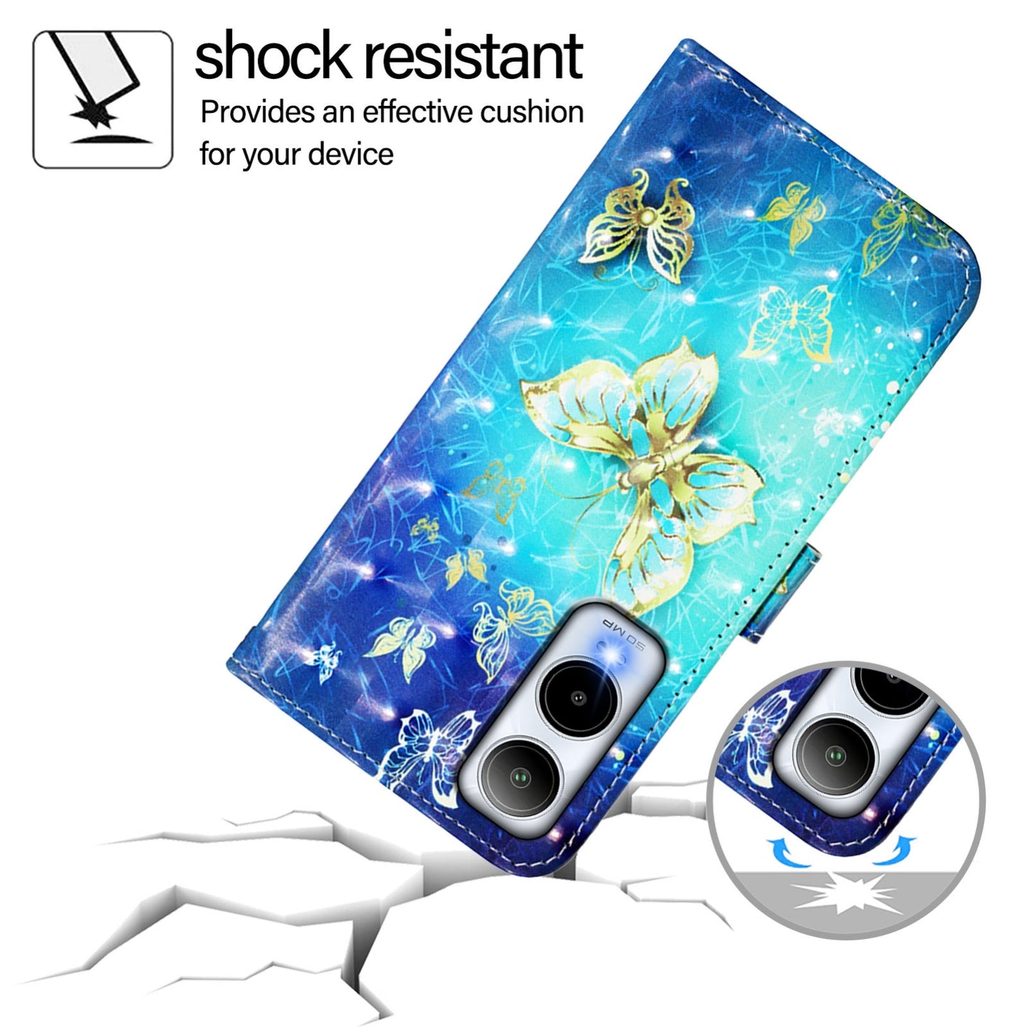 Cricket Icon 6 Leather Flip Phone Case with 3D Painted Design, Card Holder, Wallet & Stand Function - Durable Protection & Easy Access