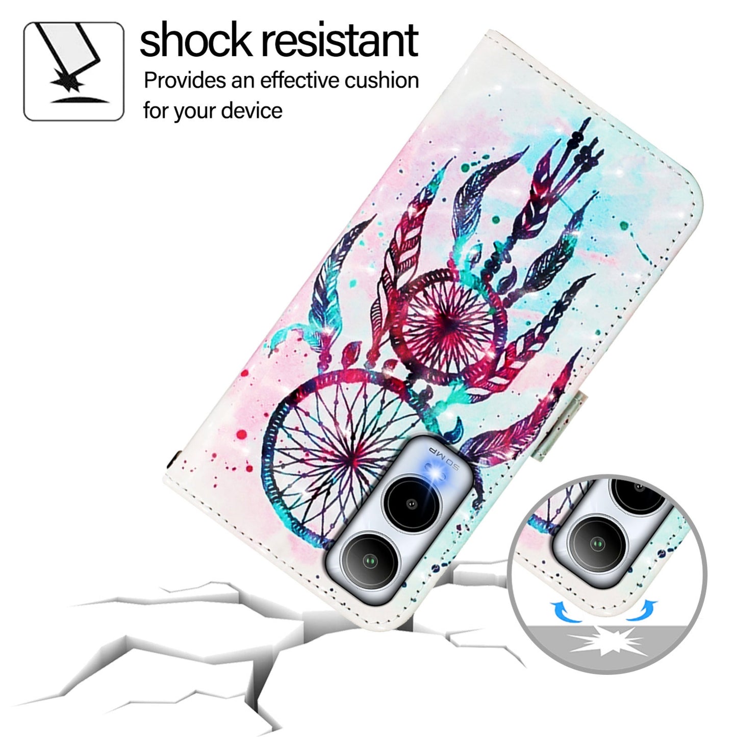 Cricket Icon 6 Leather Flip Phone Case with 3D Painted Design, Card Holder, Wallet & Stand Function - Durable Protection & Easy Access