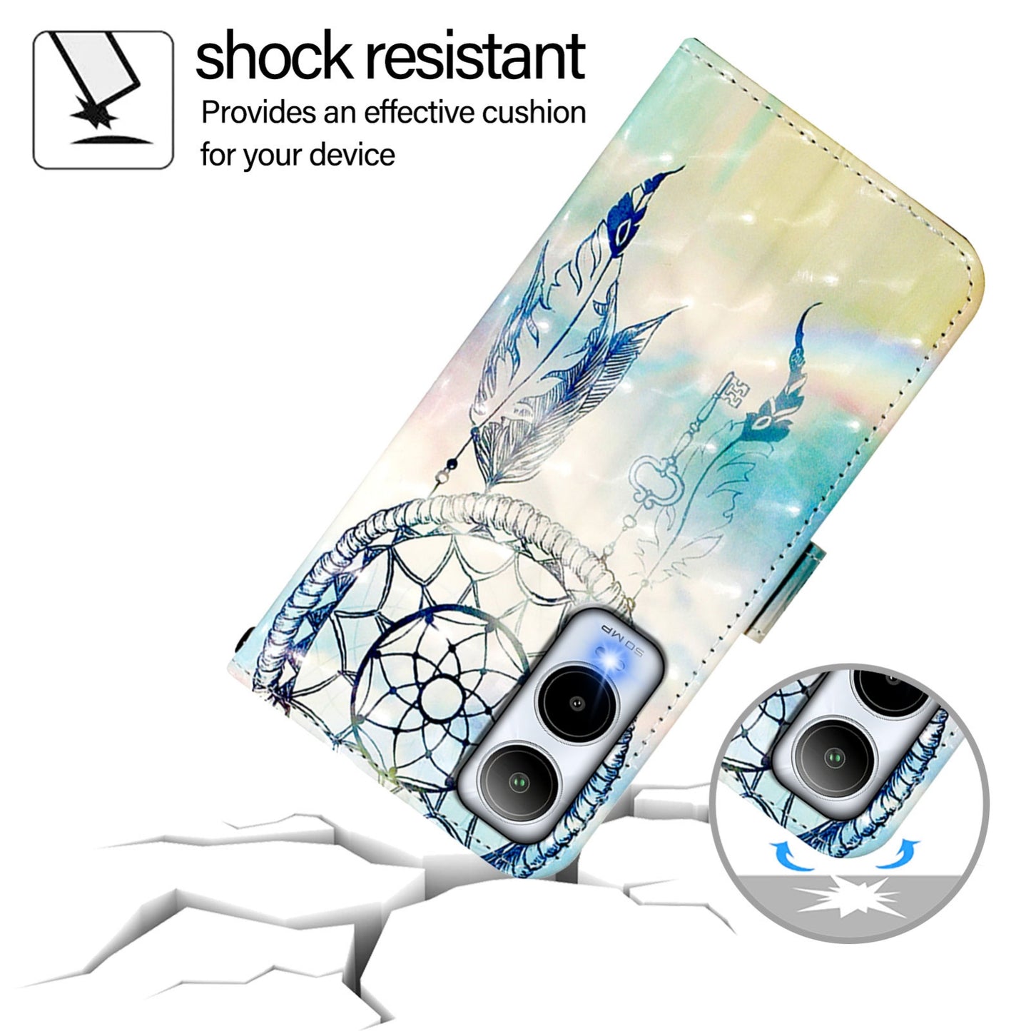 Cricket Icon 6 Leather Flip Phone Case with 3D Painted Design, Card Holder, Wallet & Stand Function - Durable Protection & Easy Access