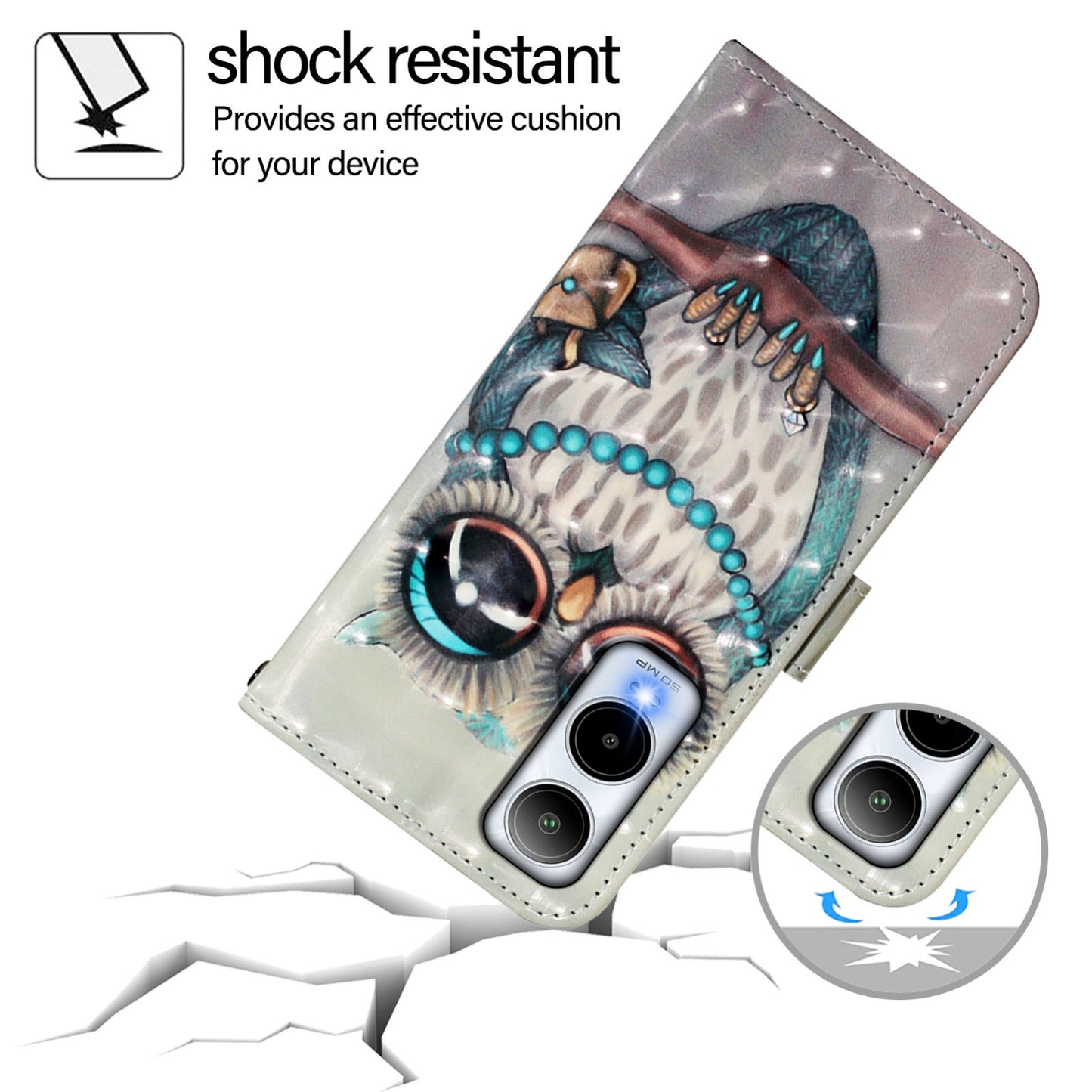 Cricket Icon 6 Leather Flip Phone Case with 3D Painted Design, Card Holder, Wallet & Stand Function - Durable Protection & Easy Access