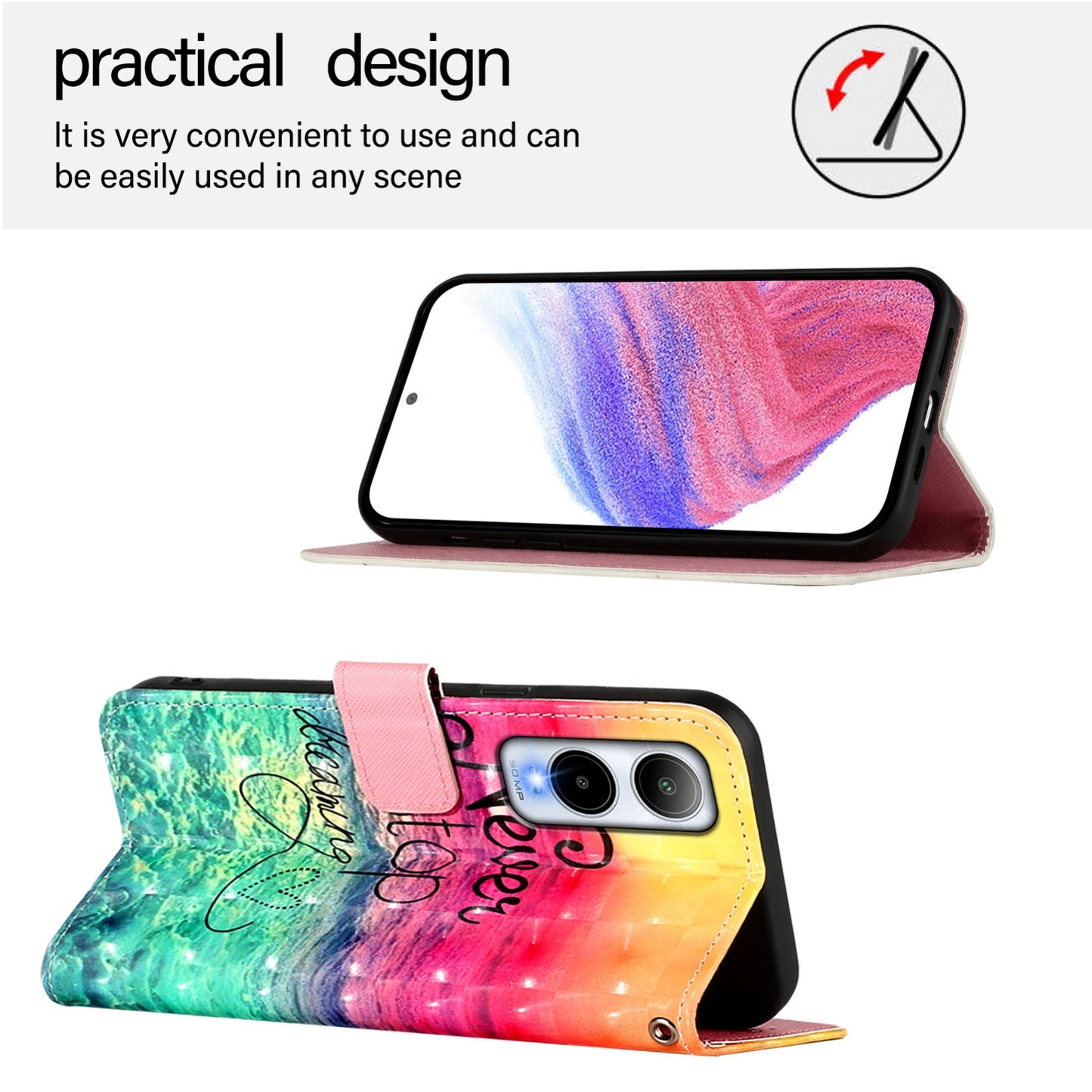 Cricket Icon 6 Leather Flip Phone Case with 3D Painted Design, Card Holder, Wallet & Stand Function - Durable Protection & Easy Access